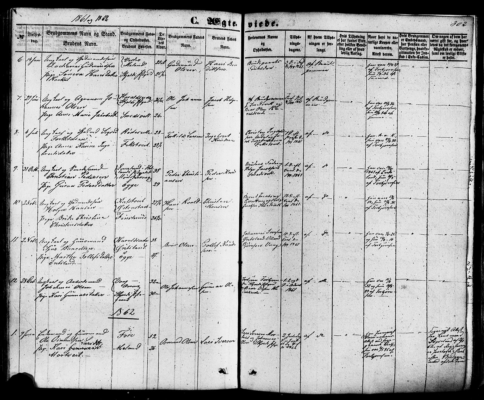 Skjold sokneprestkontor, AV/SAST-A-101847/H/Ha/Haa/L0008: Parish register (official) no. A 8, 1856-1882, p. 302