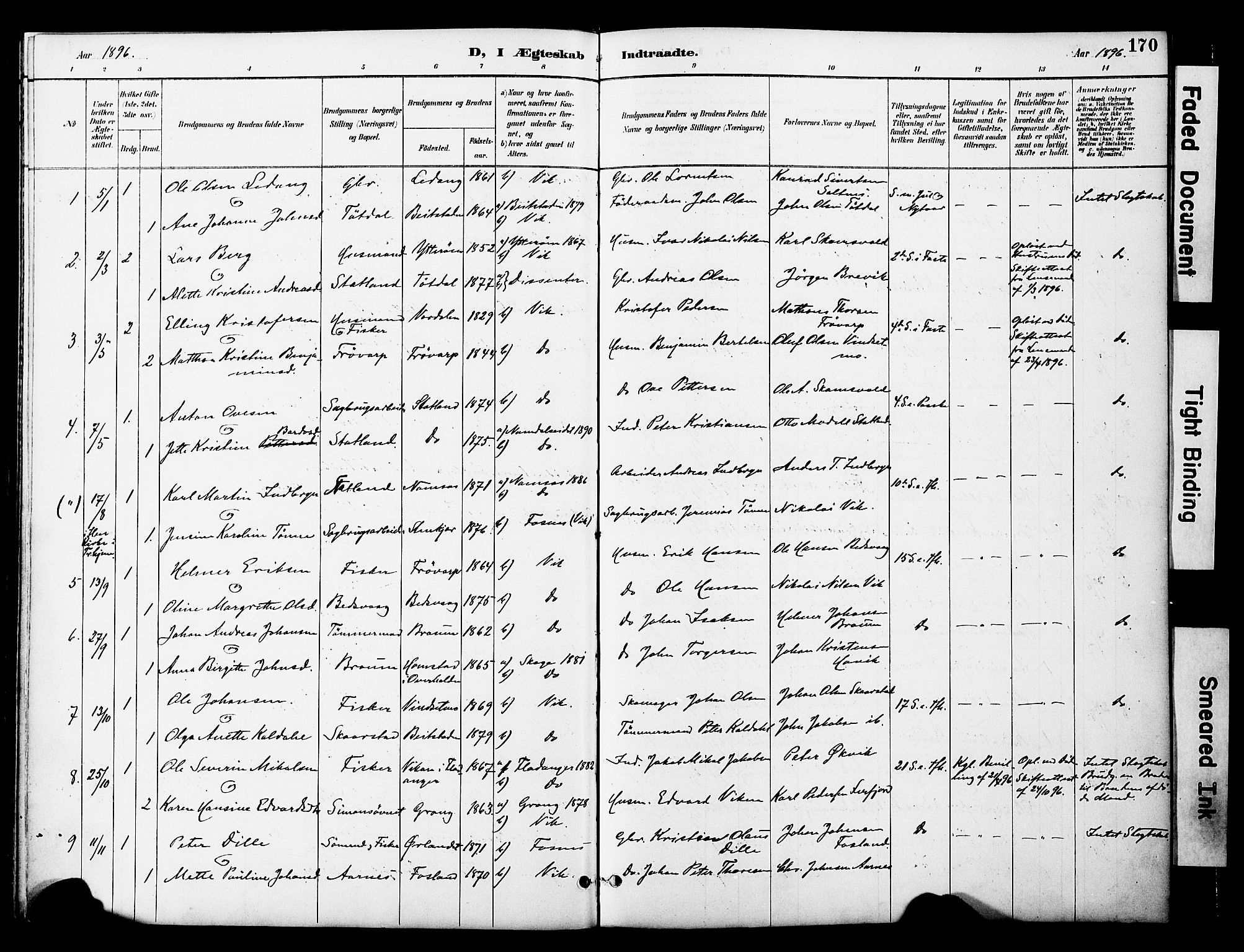 Ministerialprotokoller, klokkerbøker og fødselsregistre - Nord-Trøndelag, SAT/A-1458/774/L0628: Parish register (official) no. 774A02, 1887-1903, p. 170
