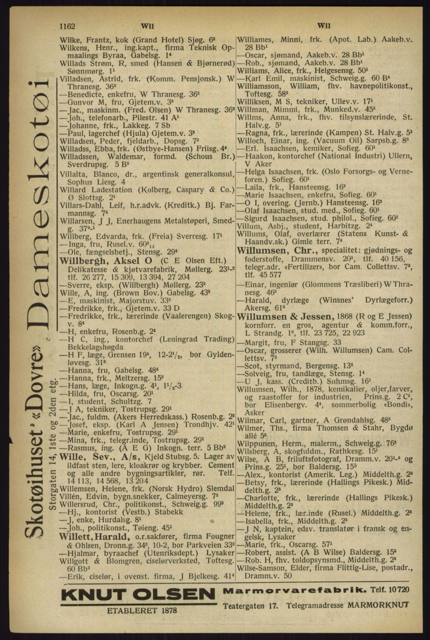 Kristiania/Oslo adressebok, PUBL/-, 1927, p. 1162