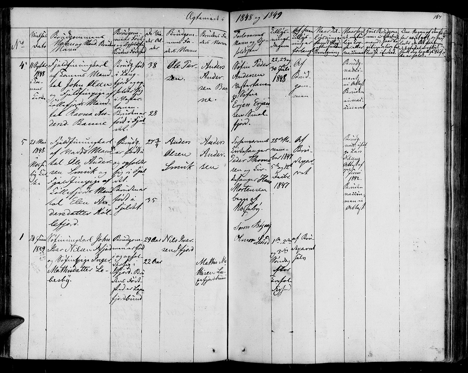 Lebesby sokneprestkontor, SATØ/S-1353/H/Ha/L0003kirke: Parish register (official) no. 3, 1833-1852, p. 167
