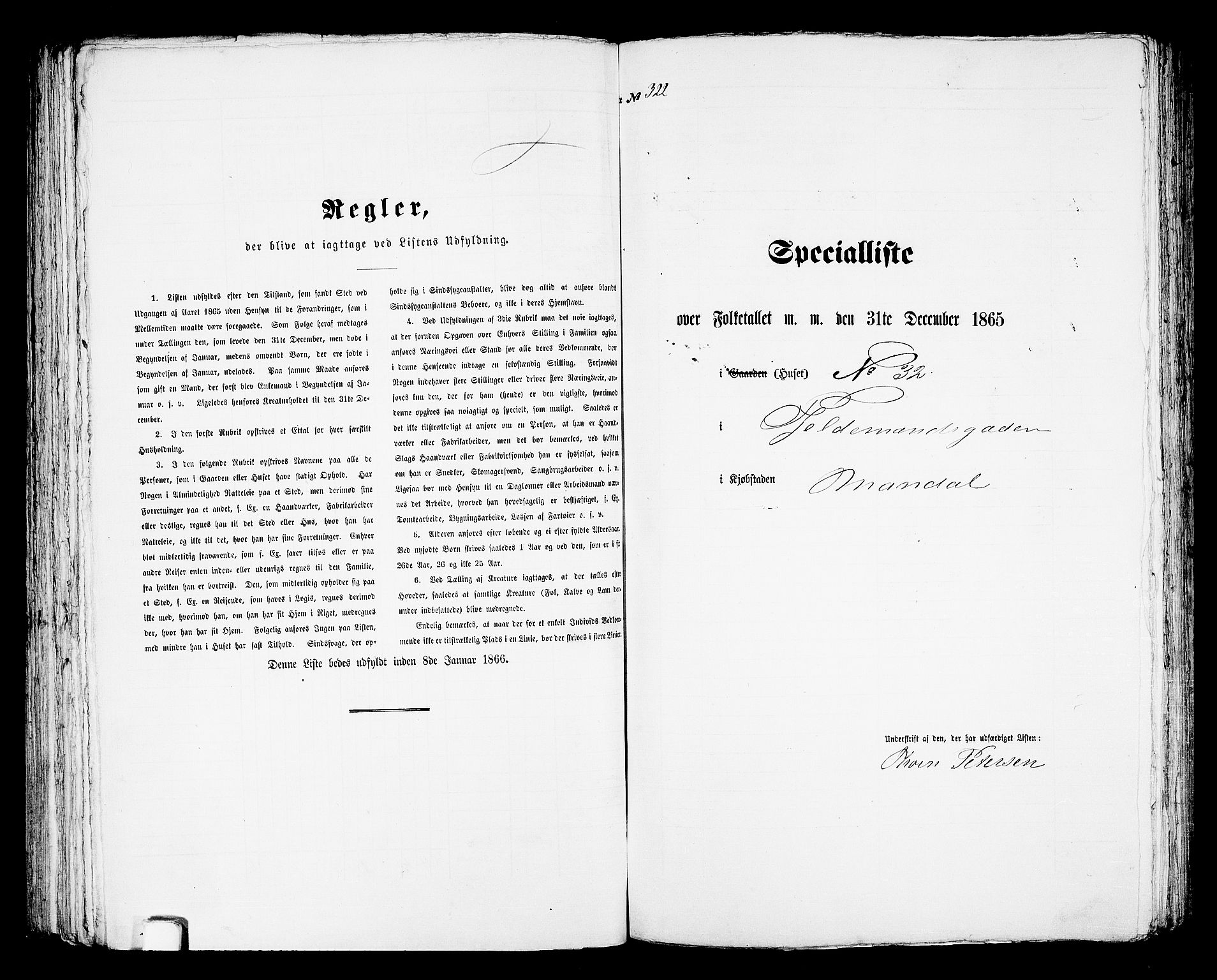 RA, 1865 census for Mandal/Mandal, 1865, p. 650