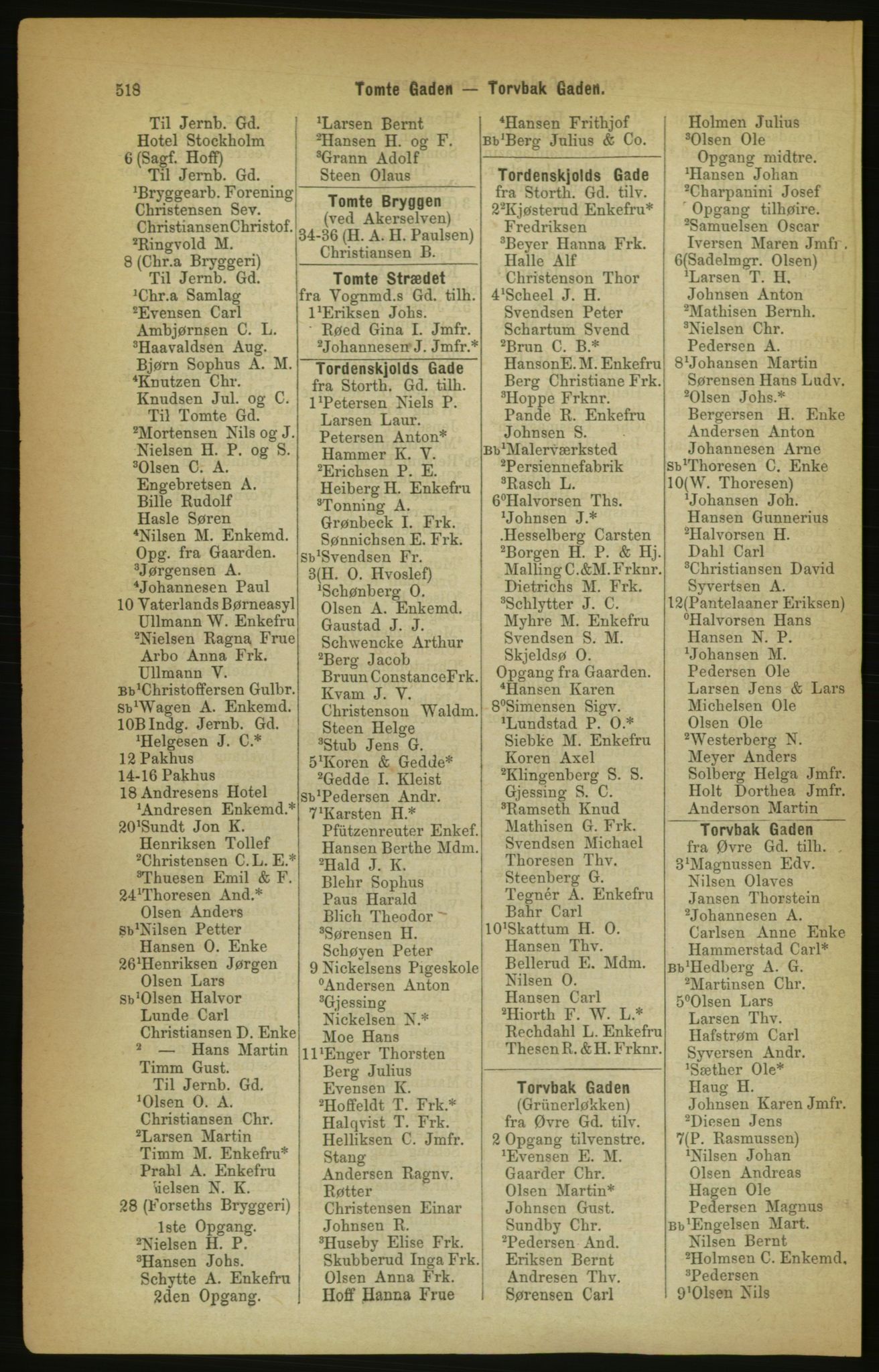 Kristiania/Oslo adressebok, PUBL/-, 1888, p. 518