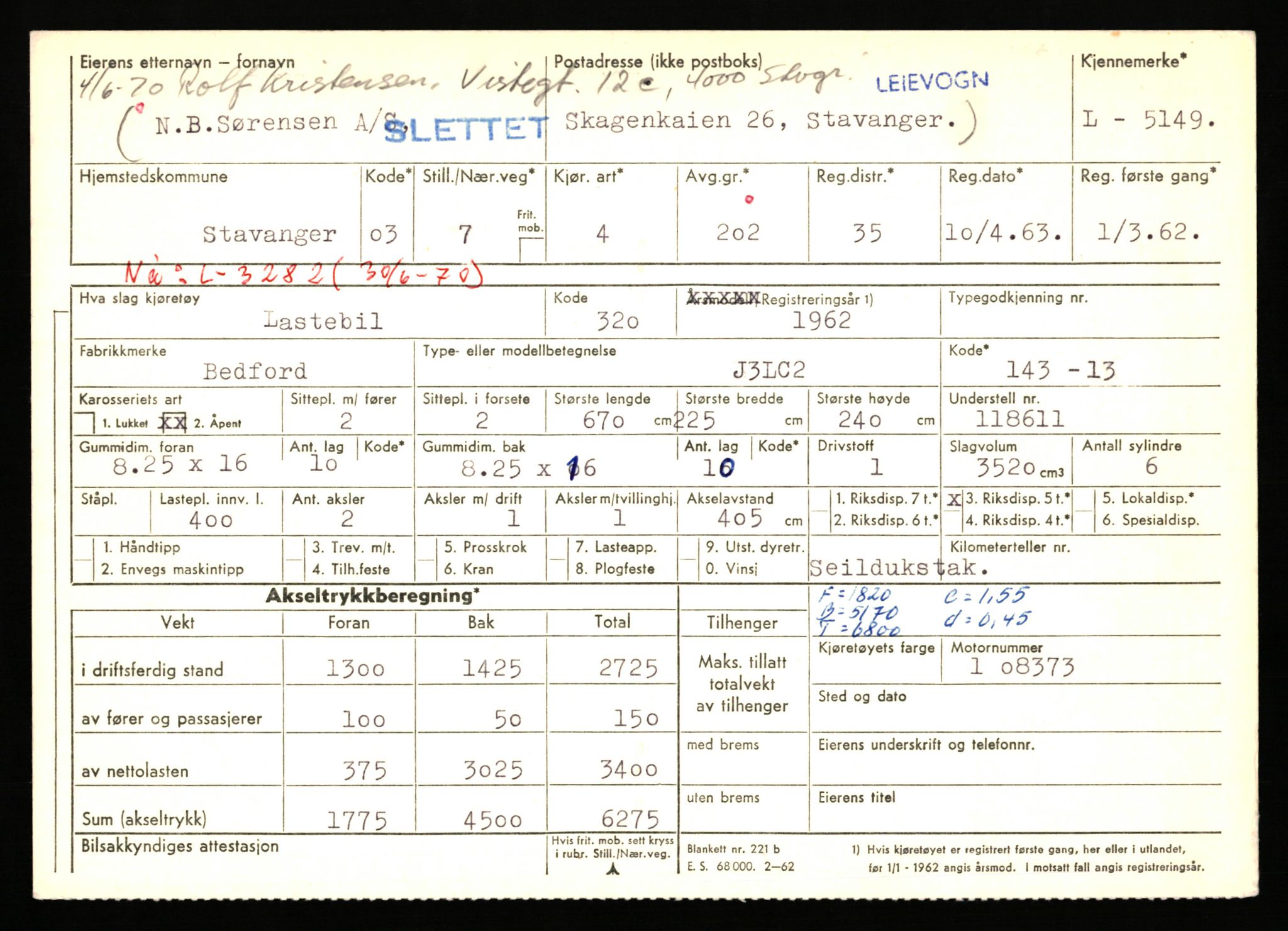 Stavanger trafikkstasjon, AV/SAST-A-101942/0/F/L0014: L-5080 - L-5499, 1930-1971, p. 543