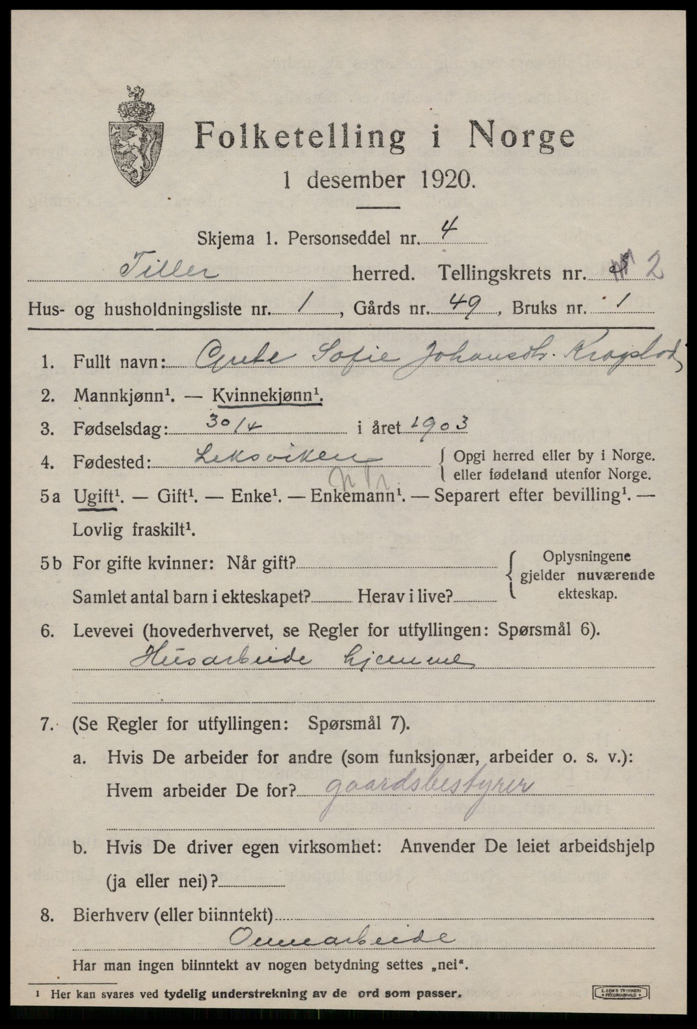 SAT, 1920 census for Tiller, 1920, p. 983