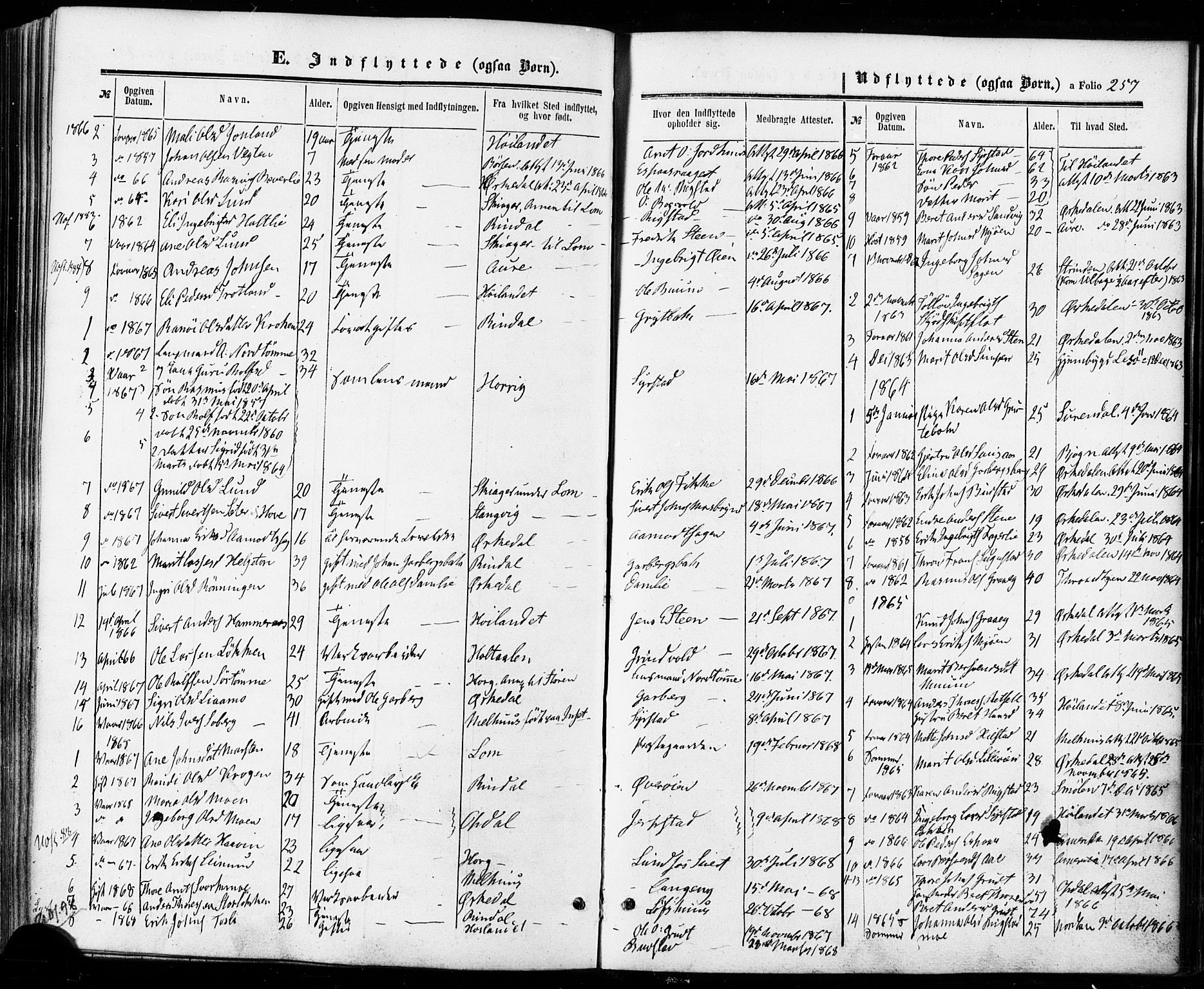 Ministerialprotokoller, klokkerbøker og fødselsregistre - Sør-Trøndelag, SAT/A-1456/672/L0856: Parish register (official) no. 672A08, 1861-1881, p. 257