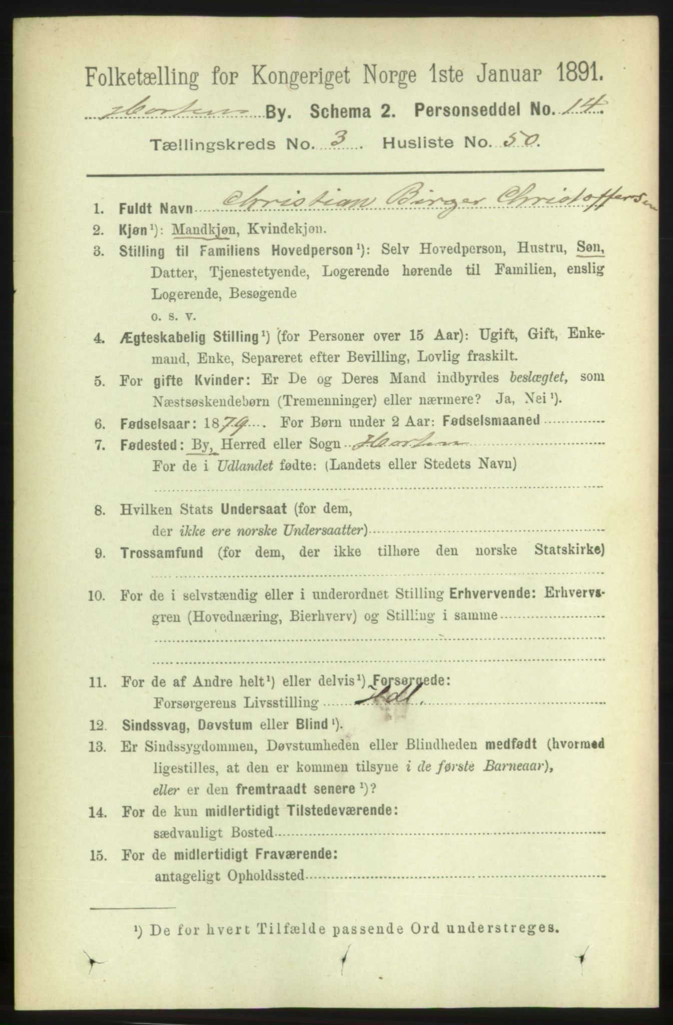 RA, 1891 census for 0703 Horten, 1891, p. 3159