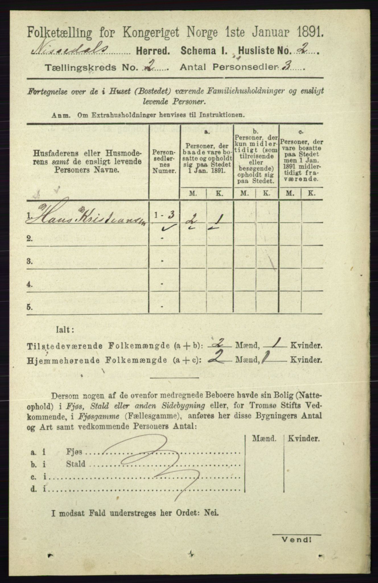 RA, 1891 census for 0830 Nissedal, 1891, p. 278