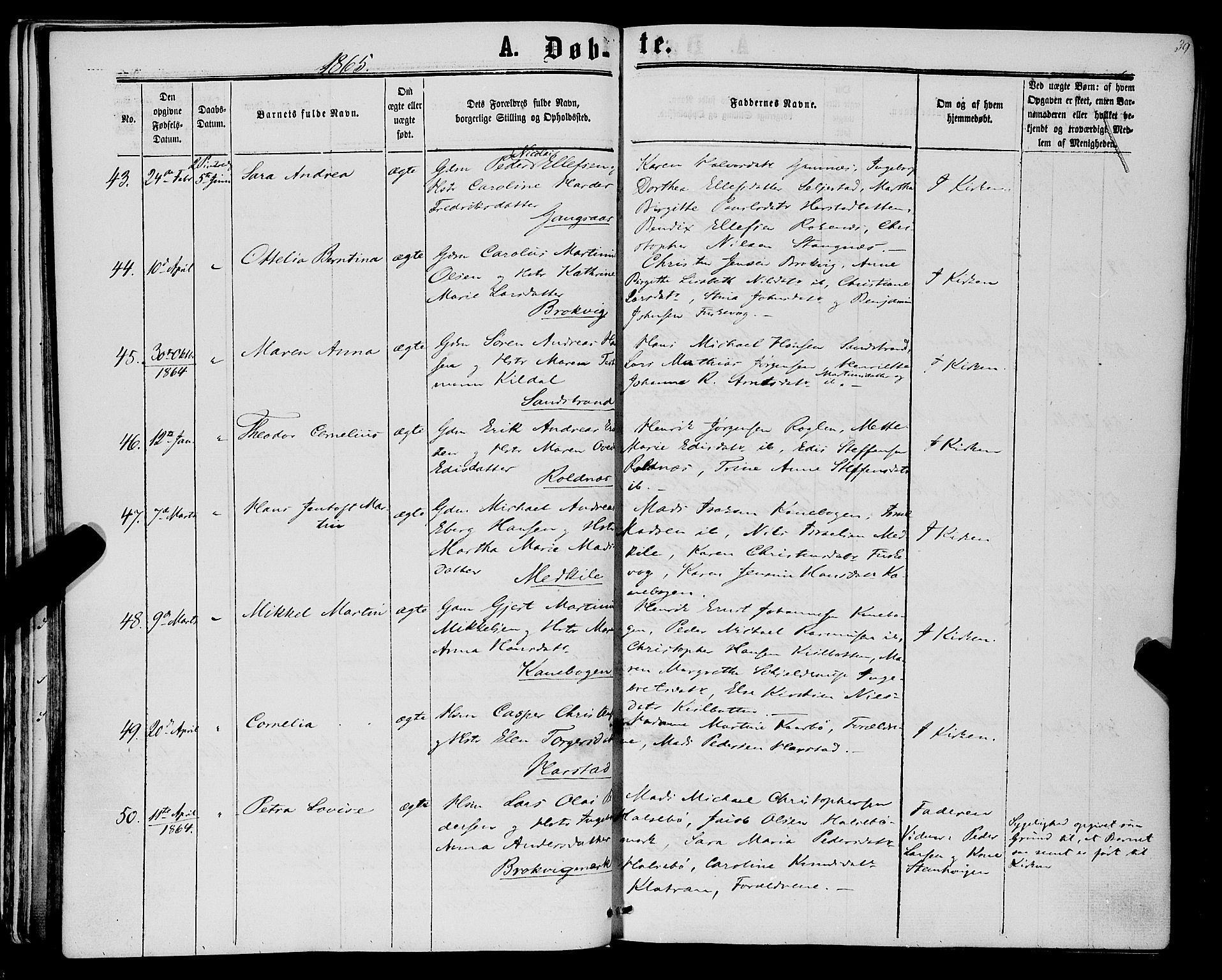 Trondenes sokneprestkontor, AV/SATØ-S-1319/H/Ha/L0012kirke: Parish register (official) no. 12, 1863-1870, p. 39