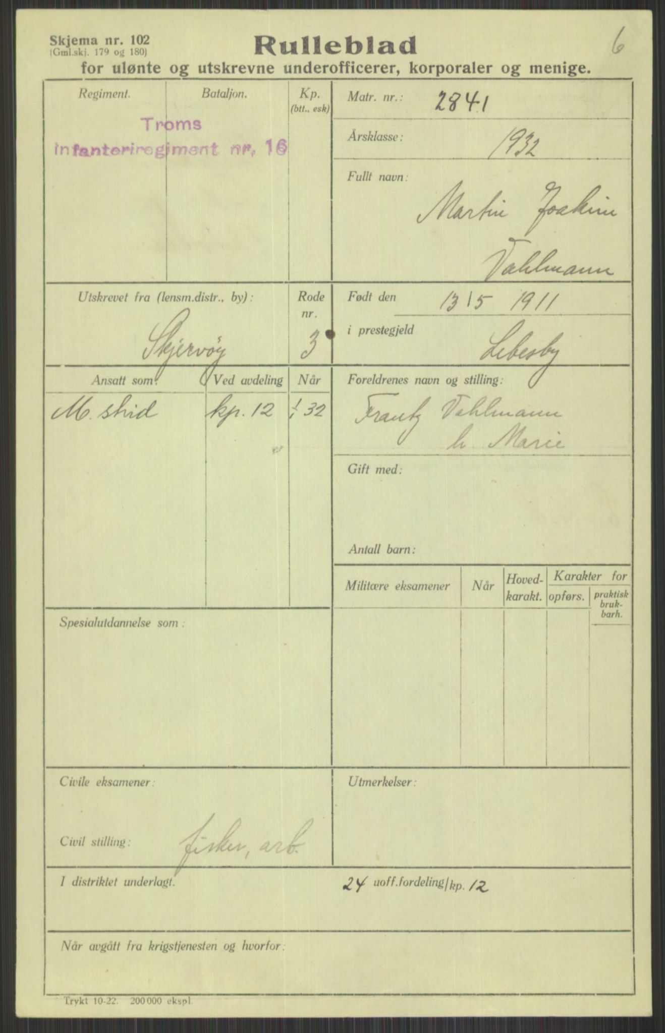 Forsvaret, Troms infanteriregiment nr. 16, AV/RA-RAFA-3146/P/Pa/L0016: Rulleblad for regimentets menige mannskaper, årsklasse 1932, 1932, p. 1591