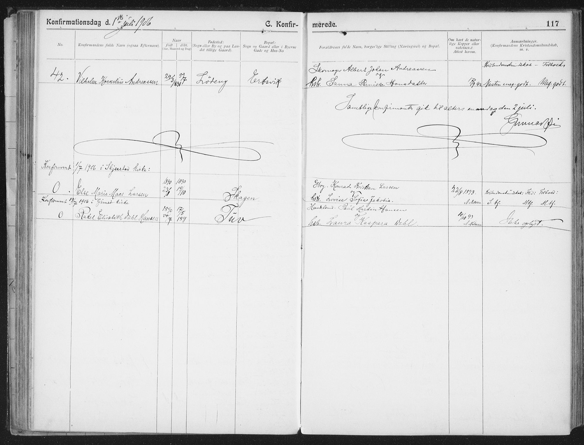 Ministerialprotokoller, klokkerbøker og fødselsregistre - Nordland, AV/SAT-A-1459/804/L0081: Parish register (official) no. 804A02, 1901-1915, p. 117