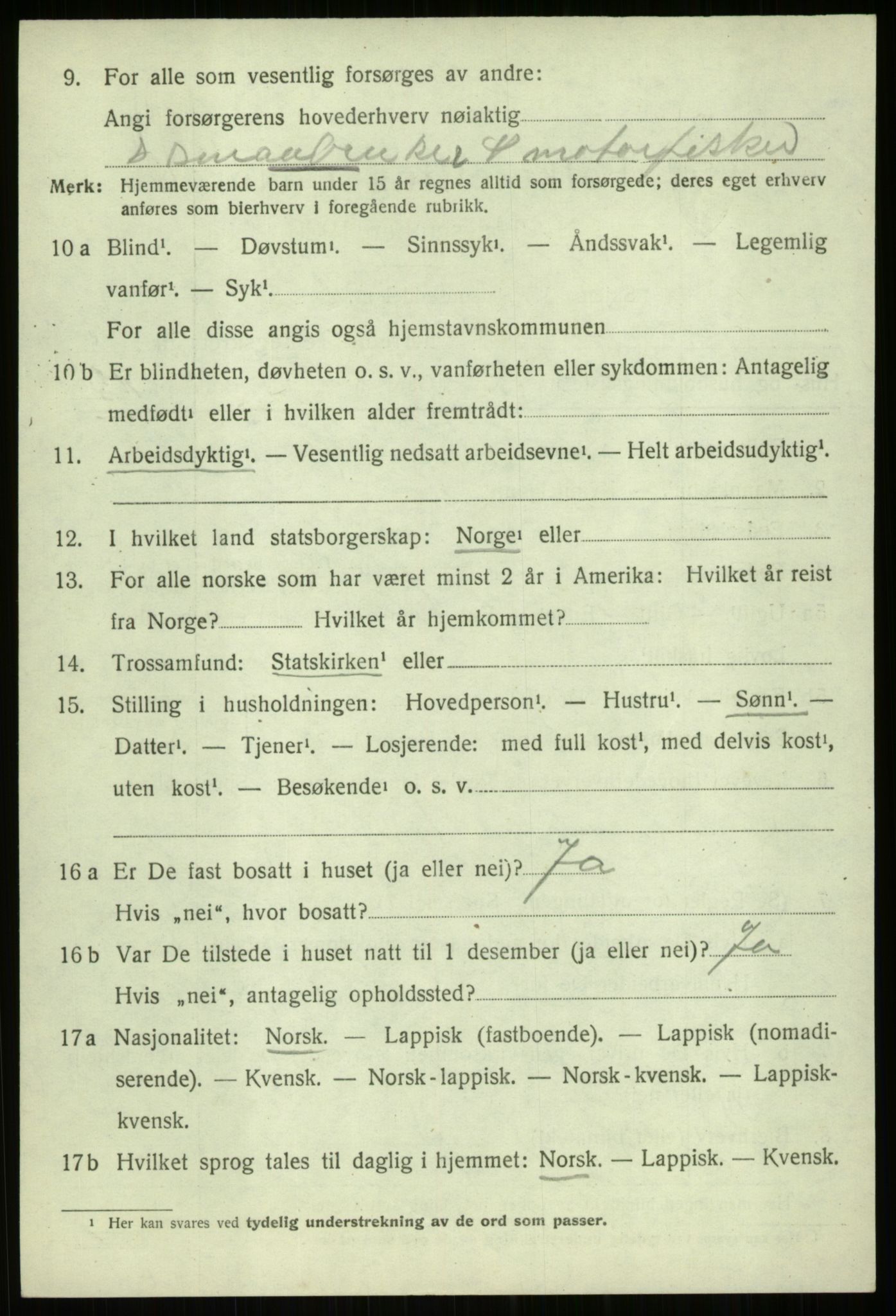 SATØ, 1920 census for Ibestad, 1920, p. 9798