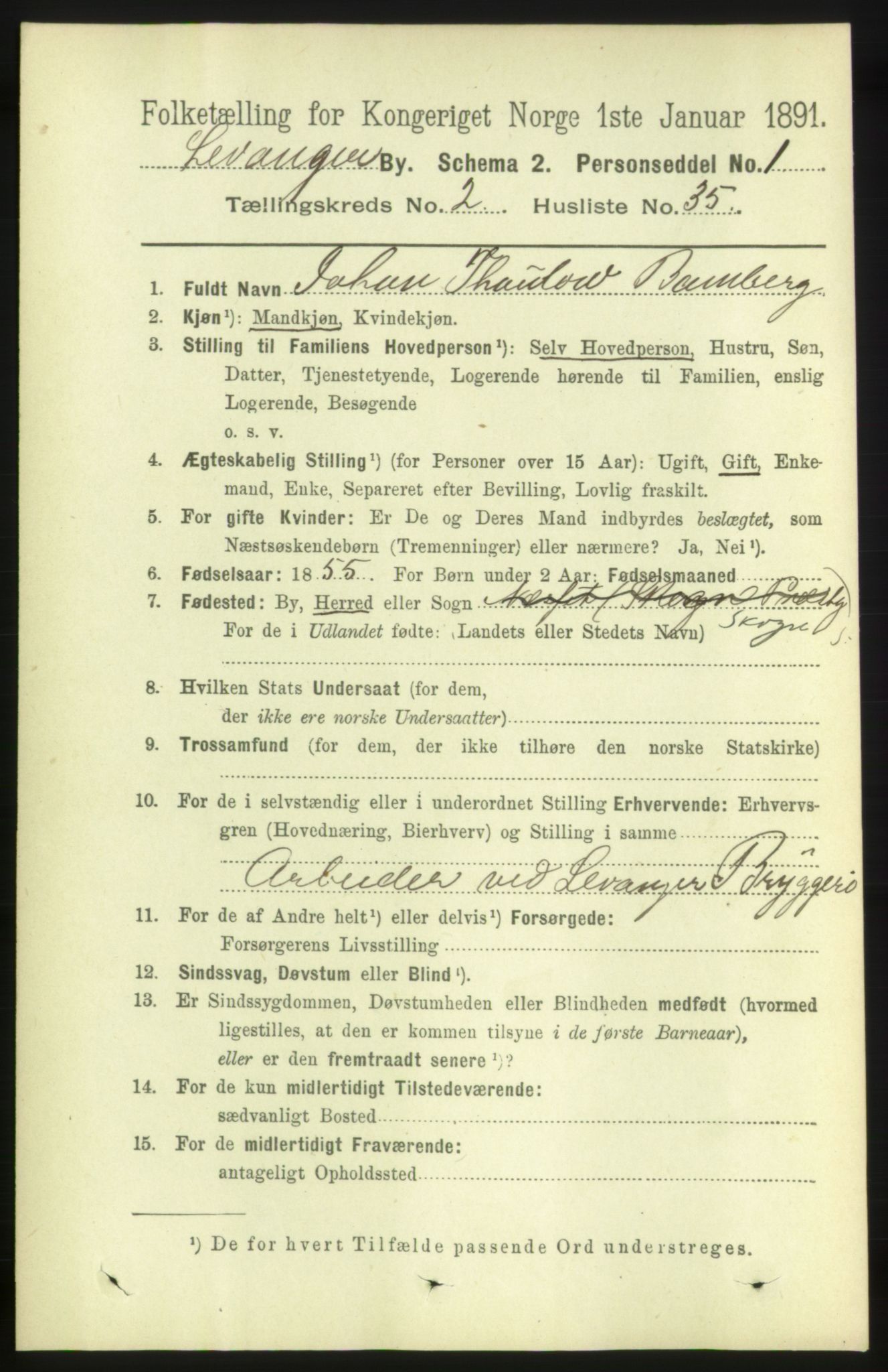 RA, 1891 census for 1701 Levanger, 1891, p. 761