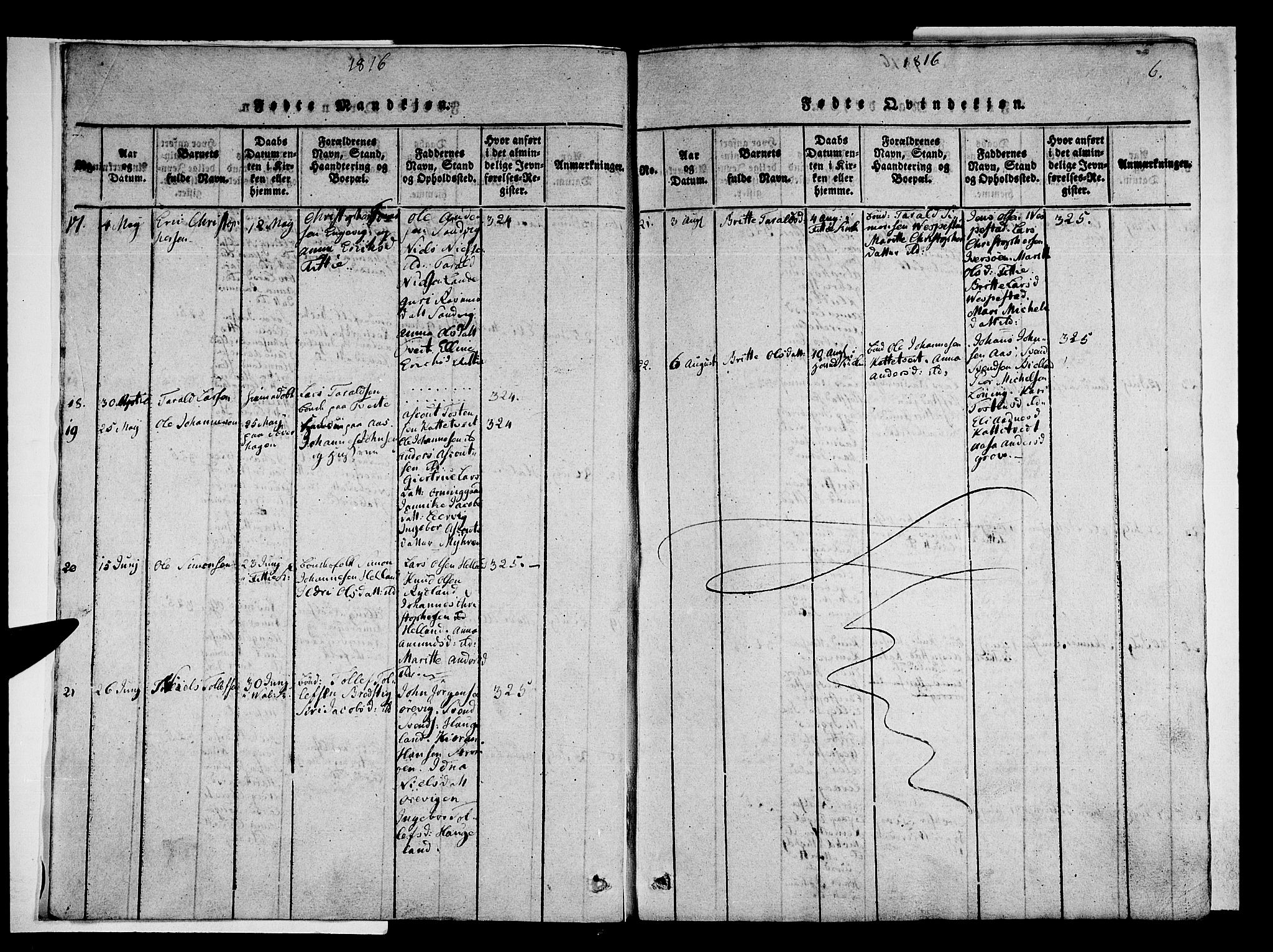 Stord sokneprestembete, AV/SAB-A-78201/H/Haa: Parish register (official) no. A 5, 1816-1825, p. 6