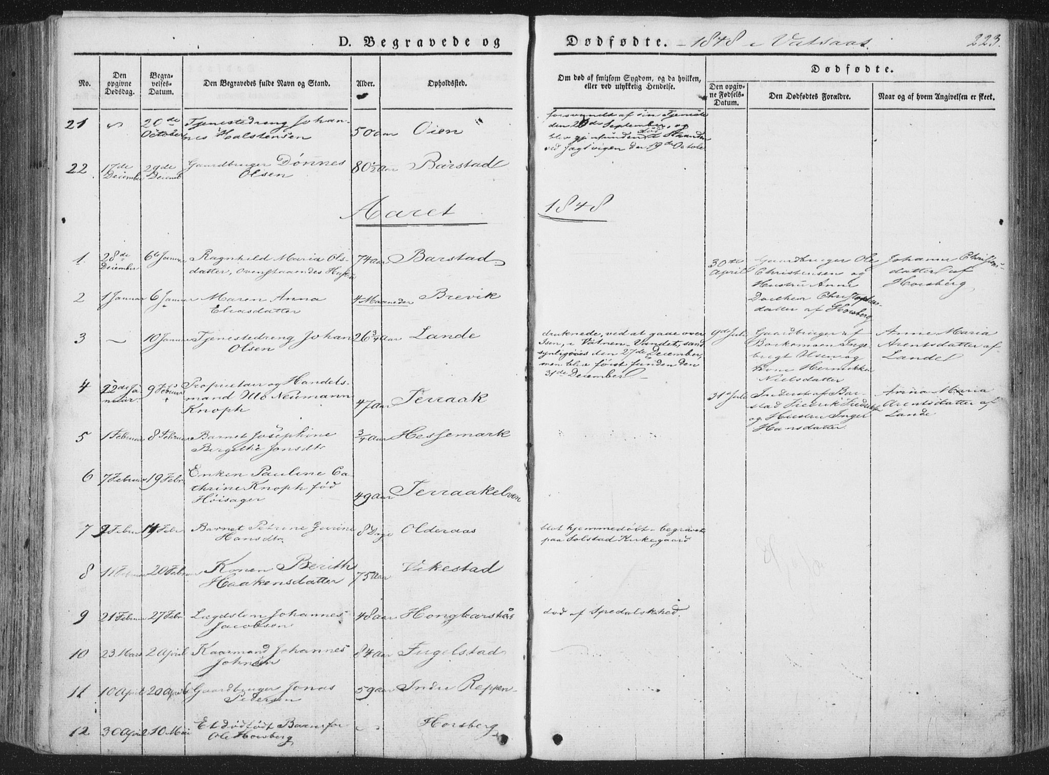 Ministerialprotokoller, klokkerbøker og fødselsregistre - Nordland, SAT/A-1459/810/L0144: Parish register (official) no. 810A07 /1, 1841-1862, p. 223