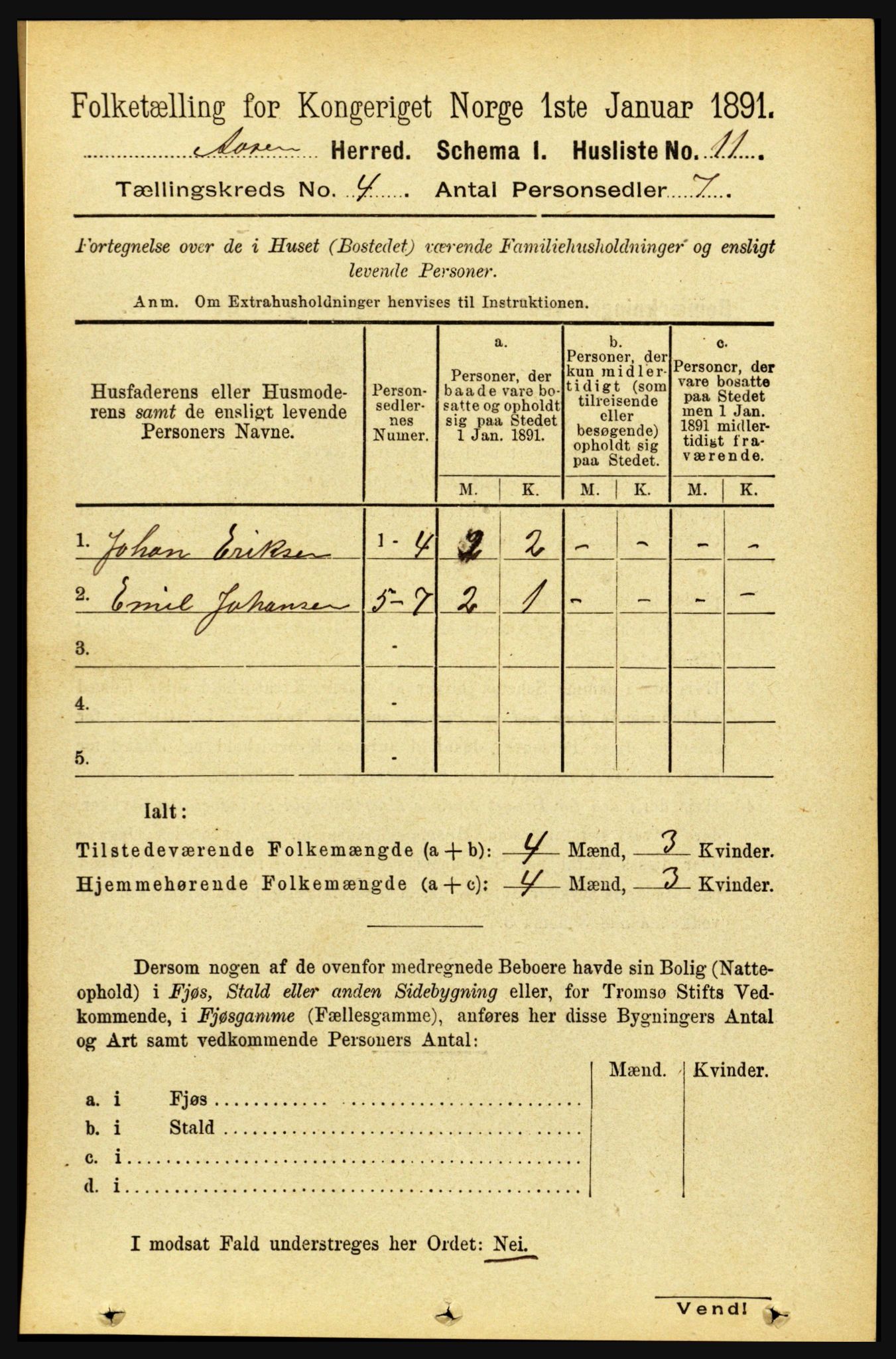 RA, 1891 census for 1716 Åsen, 1891, p. 1343