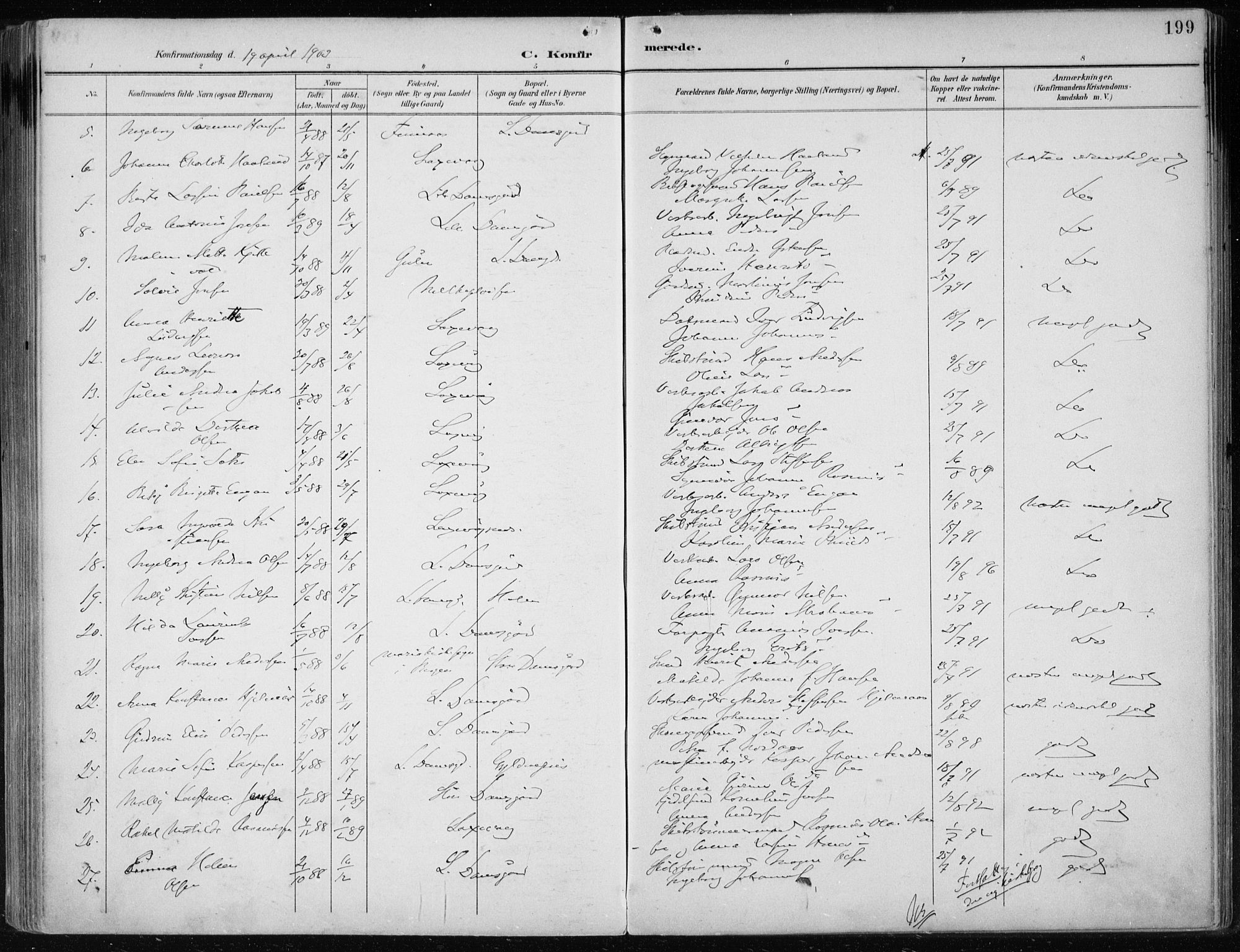 Askøy Sokneprestembete, SAB/A-74101/H/Ha/Haa/Haae/L0003: Parish register (official) no. E 3, 1891-1903, p. 199