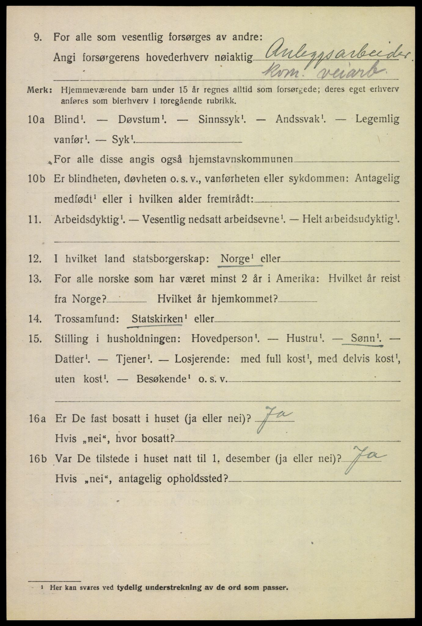 SAH, 1920 census for Jevnaker, 1920, p. 9164