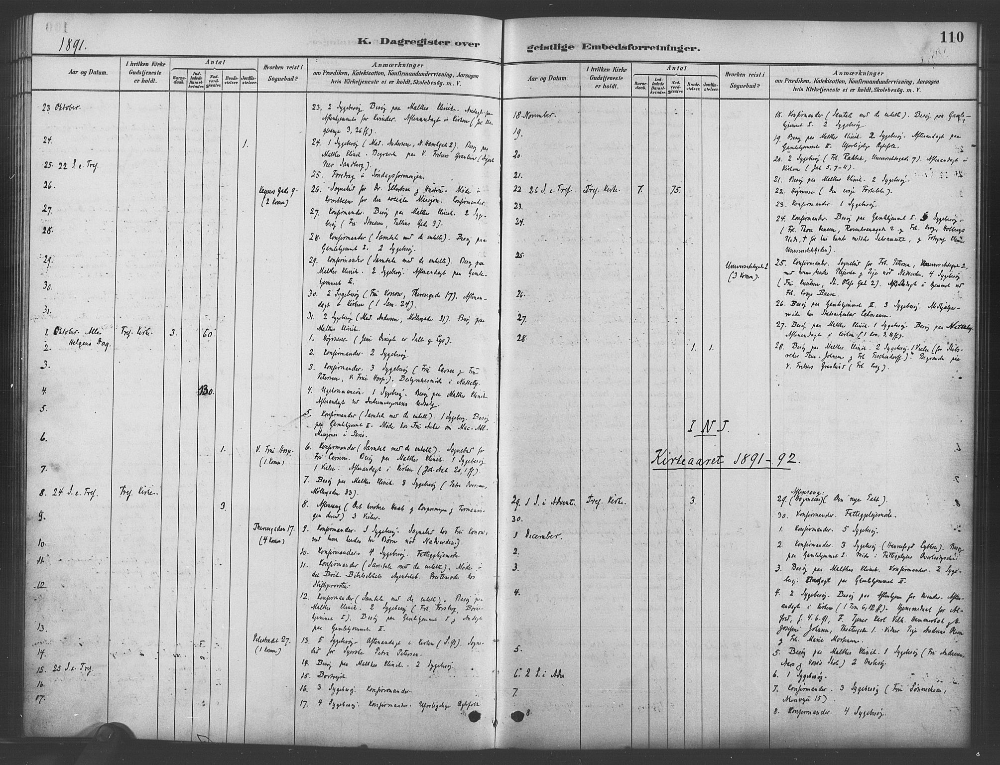 Trefoldighet prestekontor Kirkebøker, AV/SAO-A-10882/I/Ia/L0003: Diary records no. 3, 1881-1901, p. 110