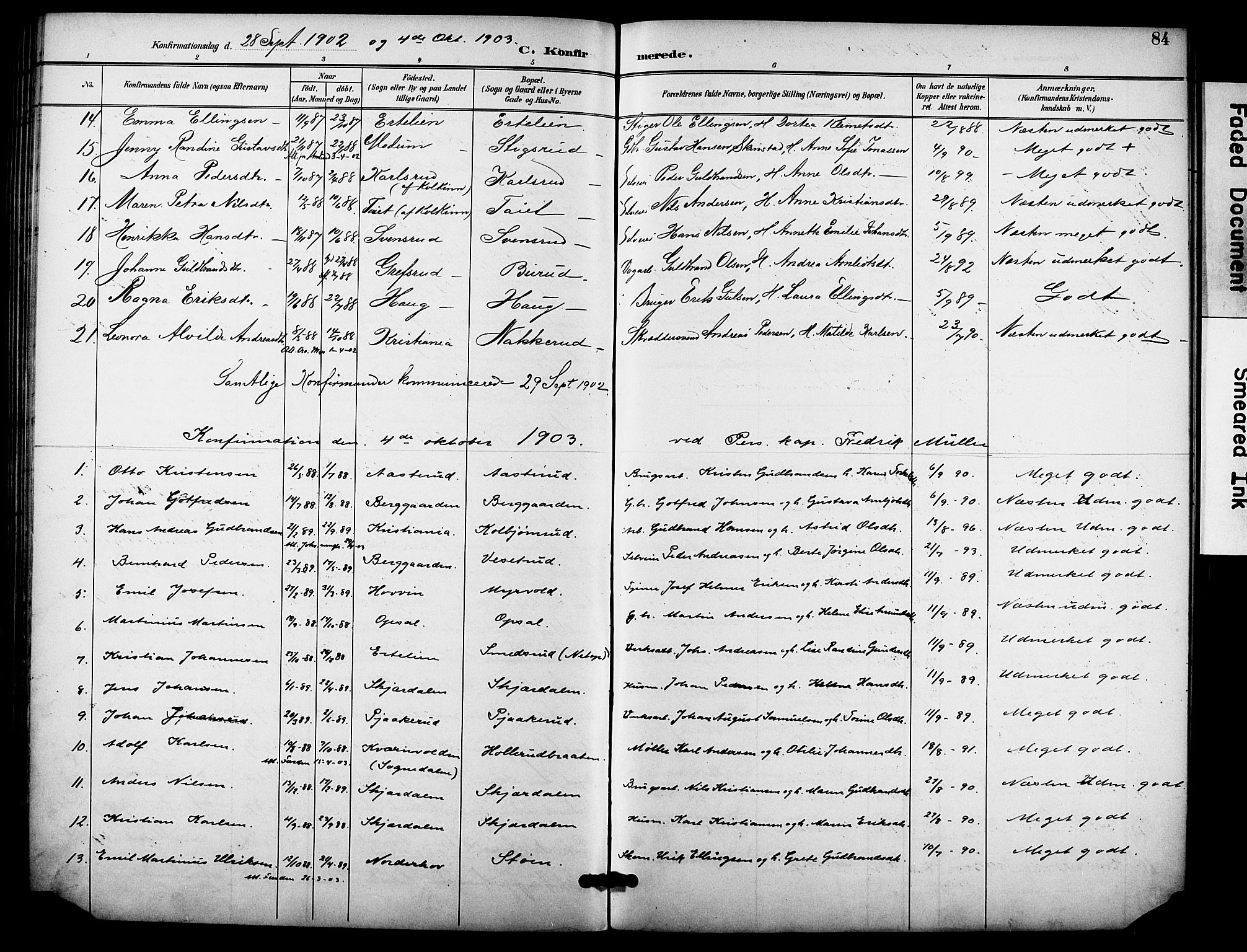 Hole kirkebøker, SAKO/A-228/F/Fb/L0002: Parish register (official) no. II 2, 1892-1906, p. 84