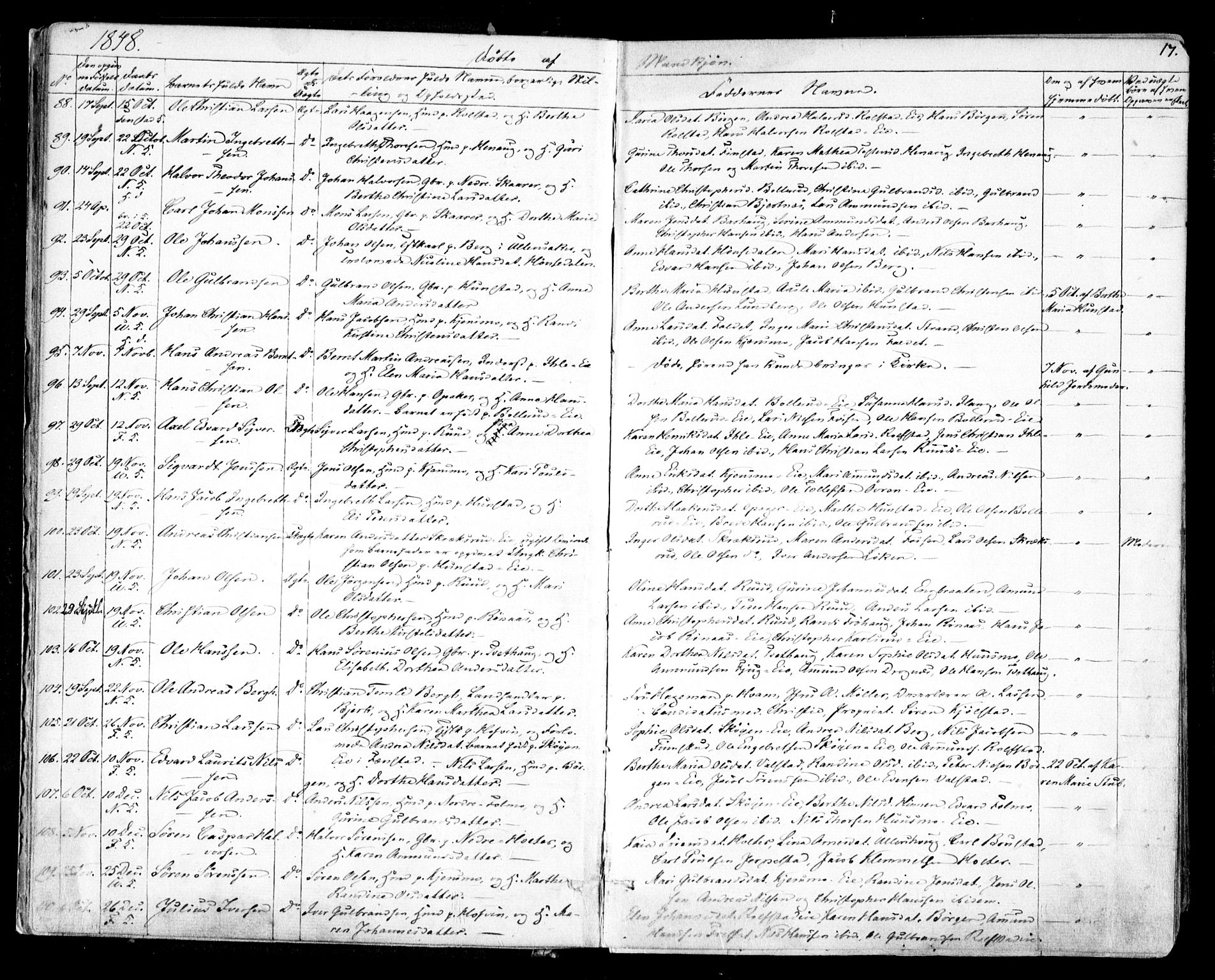 Nes prestekontor Kirkebøker, AV/SAO-A-10410/F/Fa/L0007: Parish register (official) no. I 7, 1846-1858, p. 17