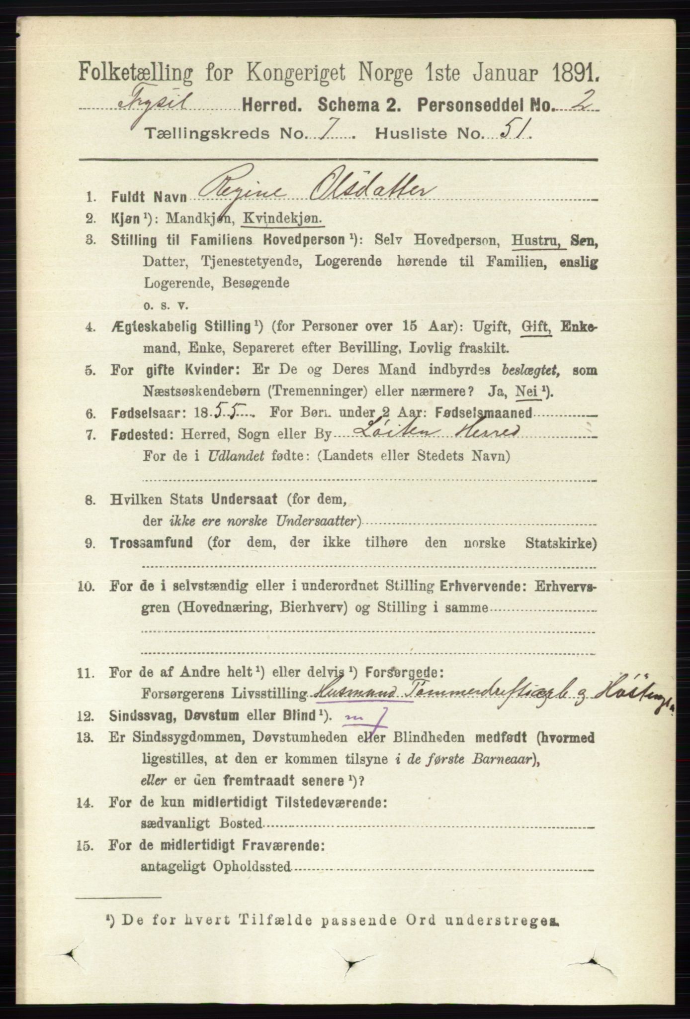 RA, 1891 census for 0428 Trysil, 1891, p. 3463