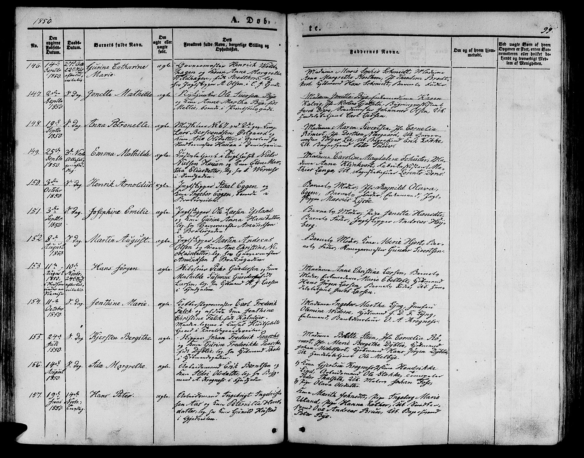 Ministerialprotokoller, klokkerbøker og fødselsregistre - Sør-Trøndelag, SAT/A-1456/602/L0137: Parish register (copy) no. 602C05, 1846-1856, p. 99