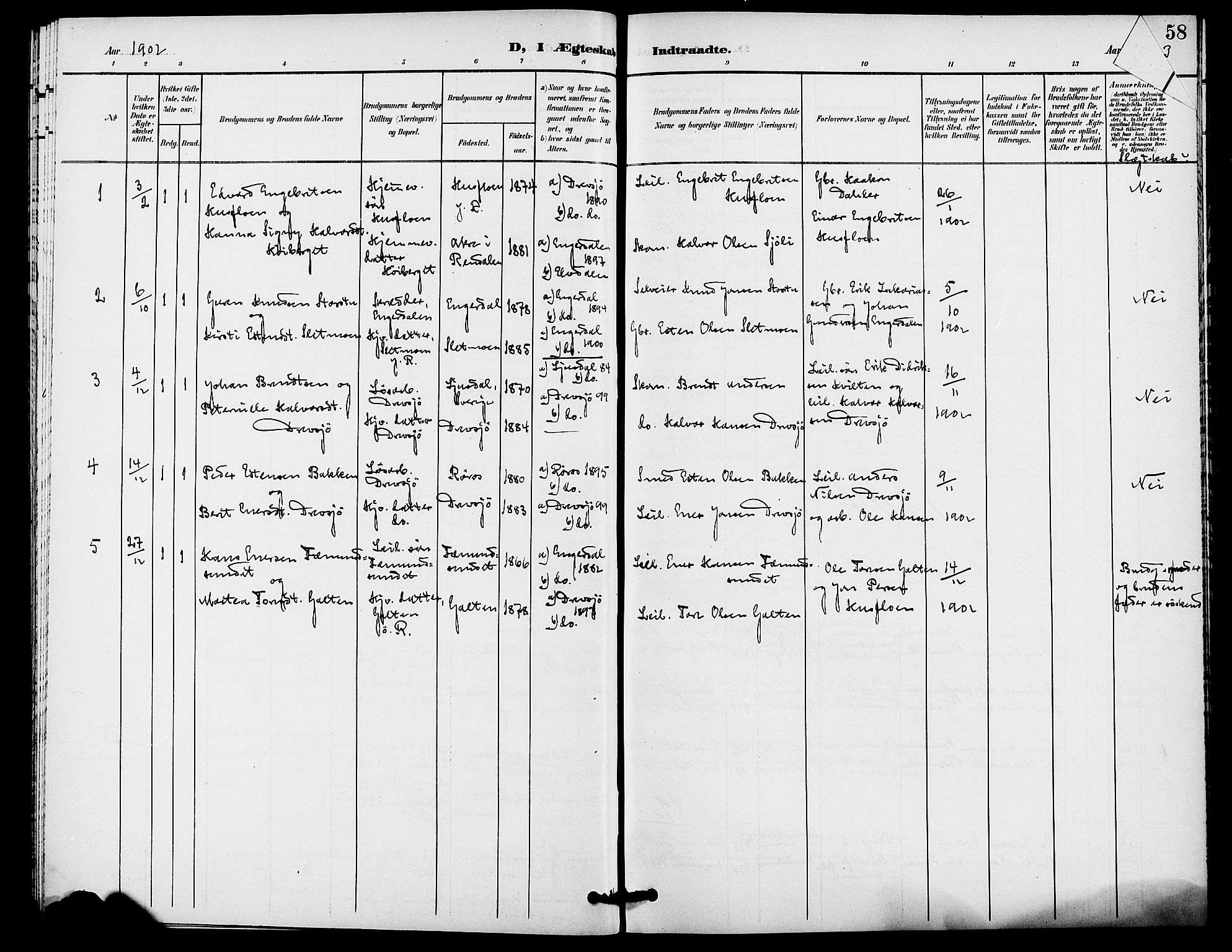 Rendalen prestekontor, SAH/PREST-054/H/Ha/Haa/L0008: Parish register (official) no. 8, 1898-1910, p. 57