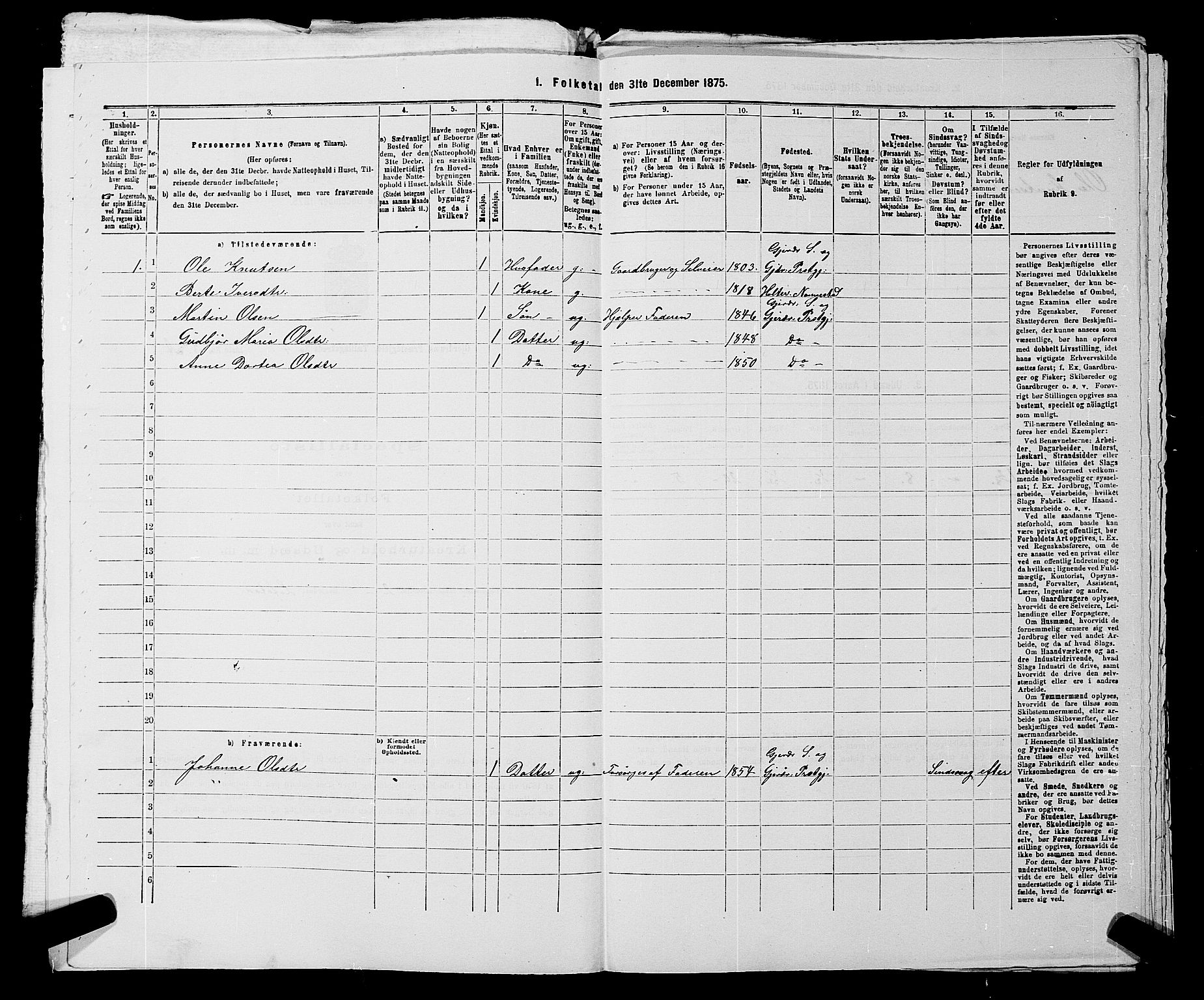 RA, 1875 census for 0234P Gjerdrum, 1875, p. 568