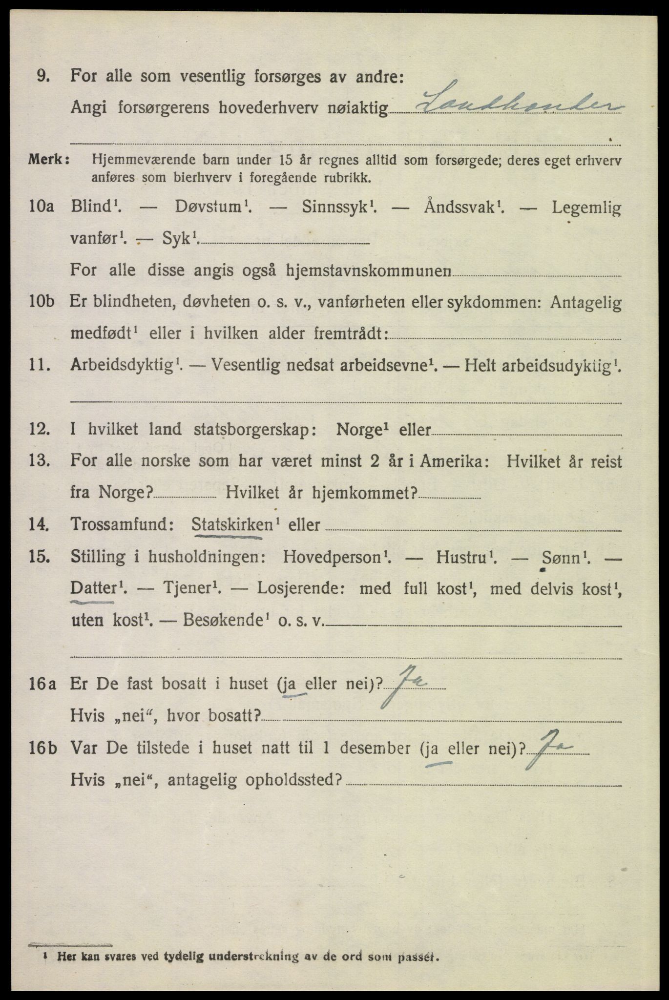 SAH, 1920 census for Åsnes, 1920, p. 9525