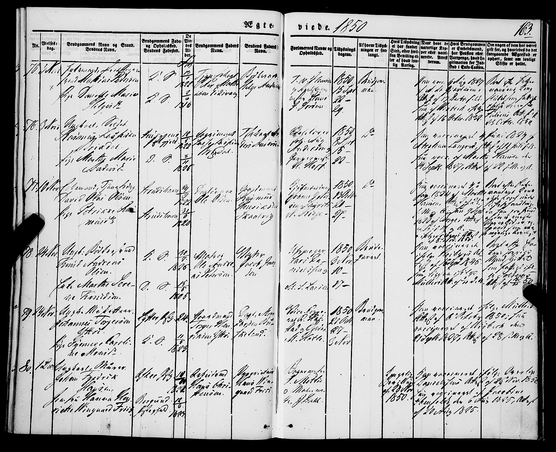 Korskirken sokneprestembete, SAB/A-76101/H/Haa/L0034: Parish register (official) no. D 1, 1832-1852, p. 163
