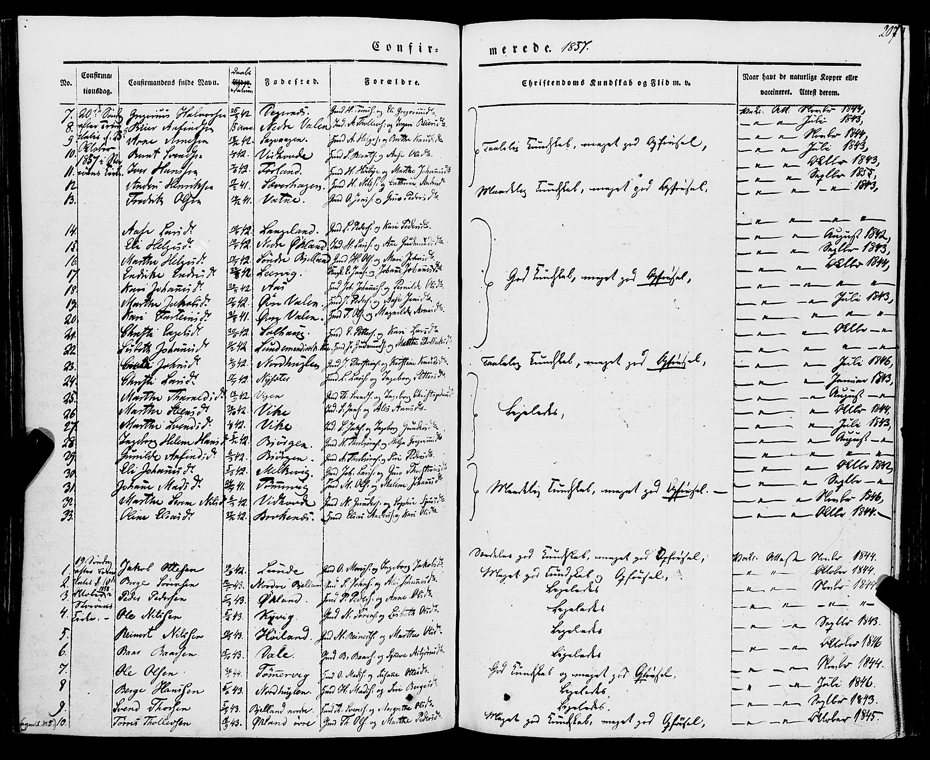 Stord sokneprestembete, AV/SAB-A-78201/H/Haa: Parish register (official) no. A 7, 1841-1861, p. 207