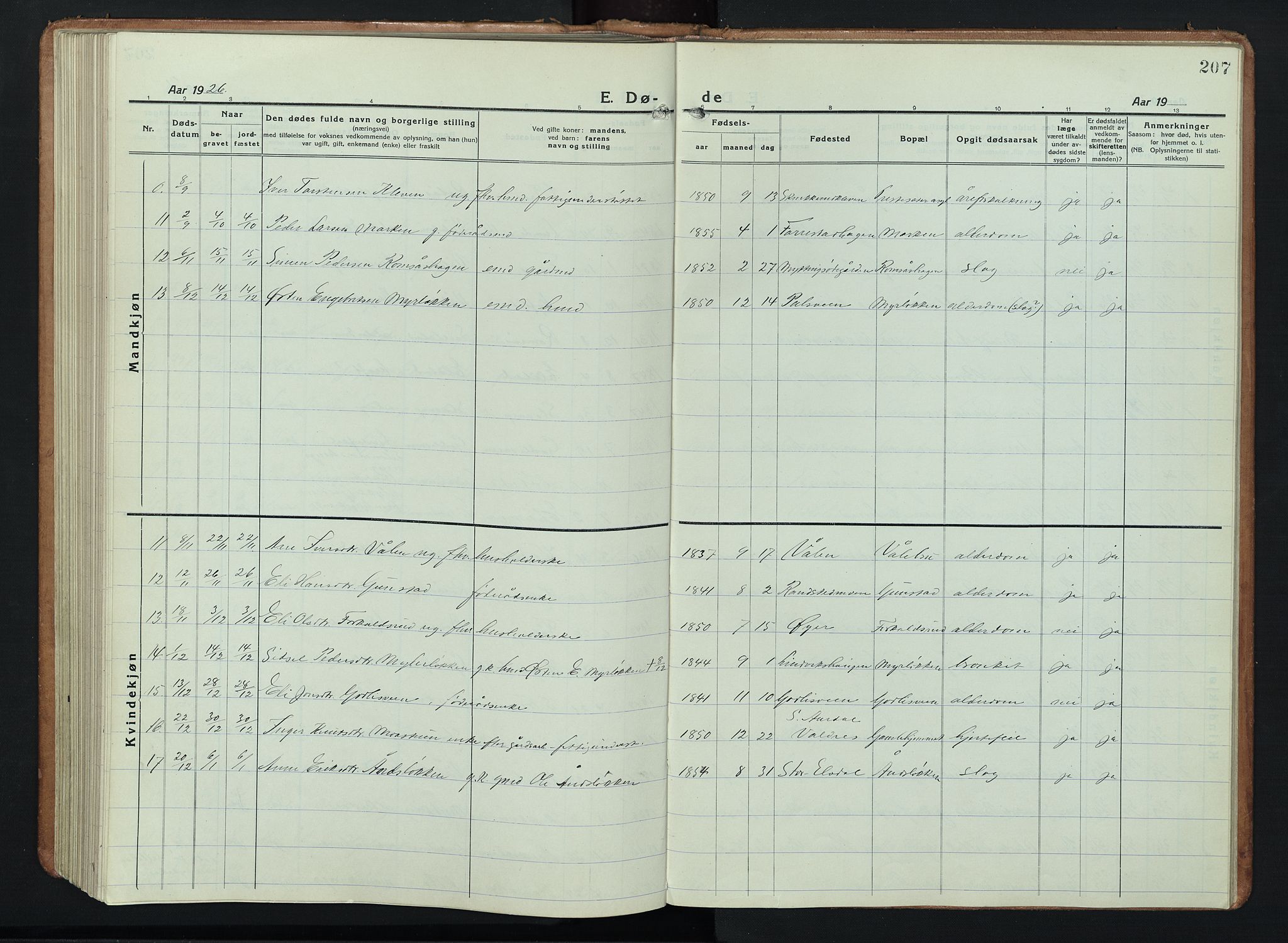 Ringebu prestekontor, SAH/PREST-082/H/Ha/Hab/L0011: Parish register (copy) no. 11, 1921-1943, p. 207