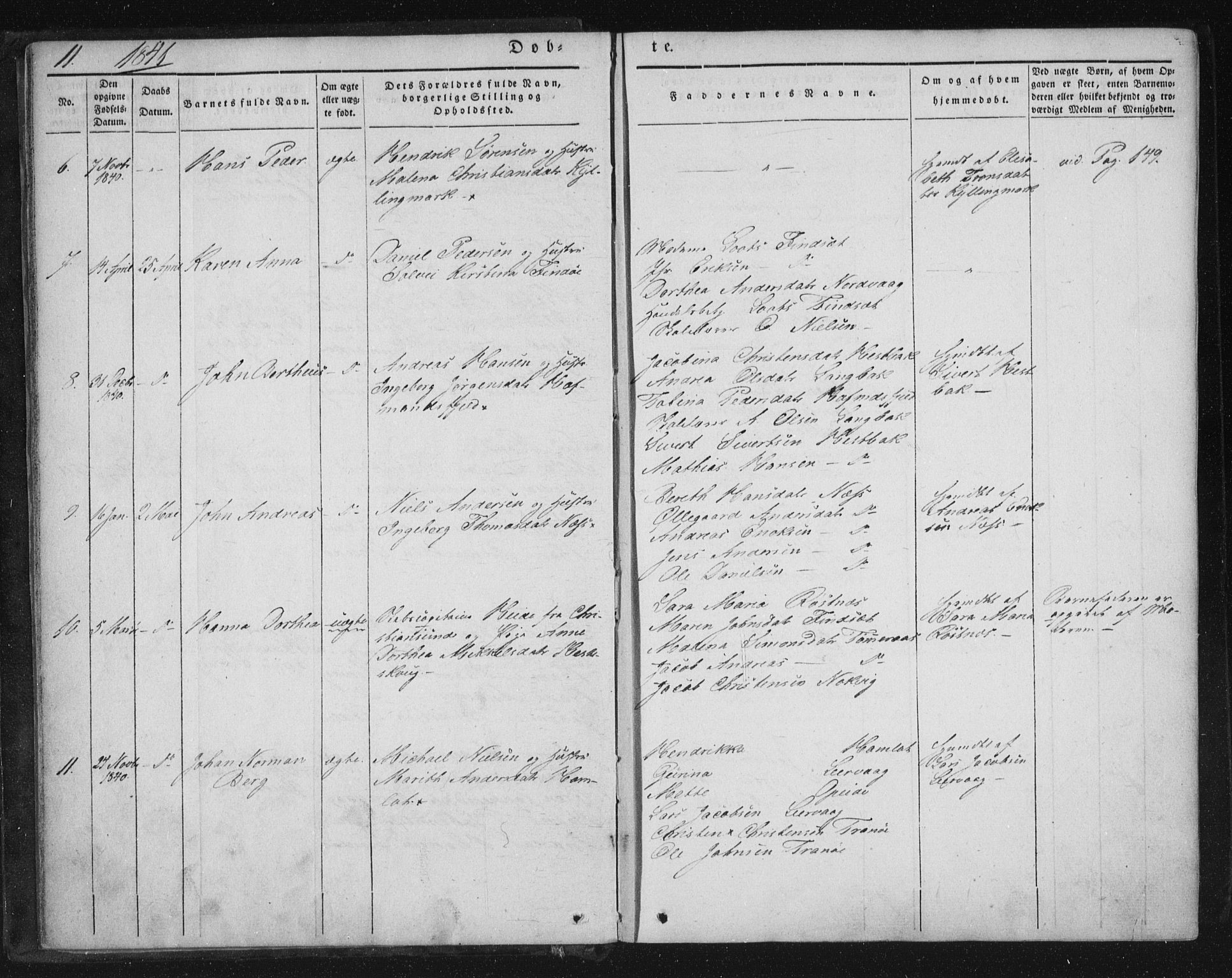 Ministerialprotokoller, klokkerbøker og fødselsregistre - Nordland, SAT/A-1459/859/L0843: Parish register (official) no. 859A03, 1840-1848, p. 11