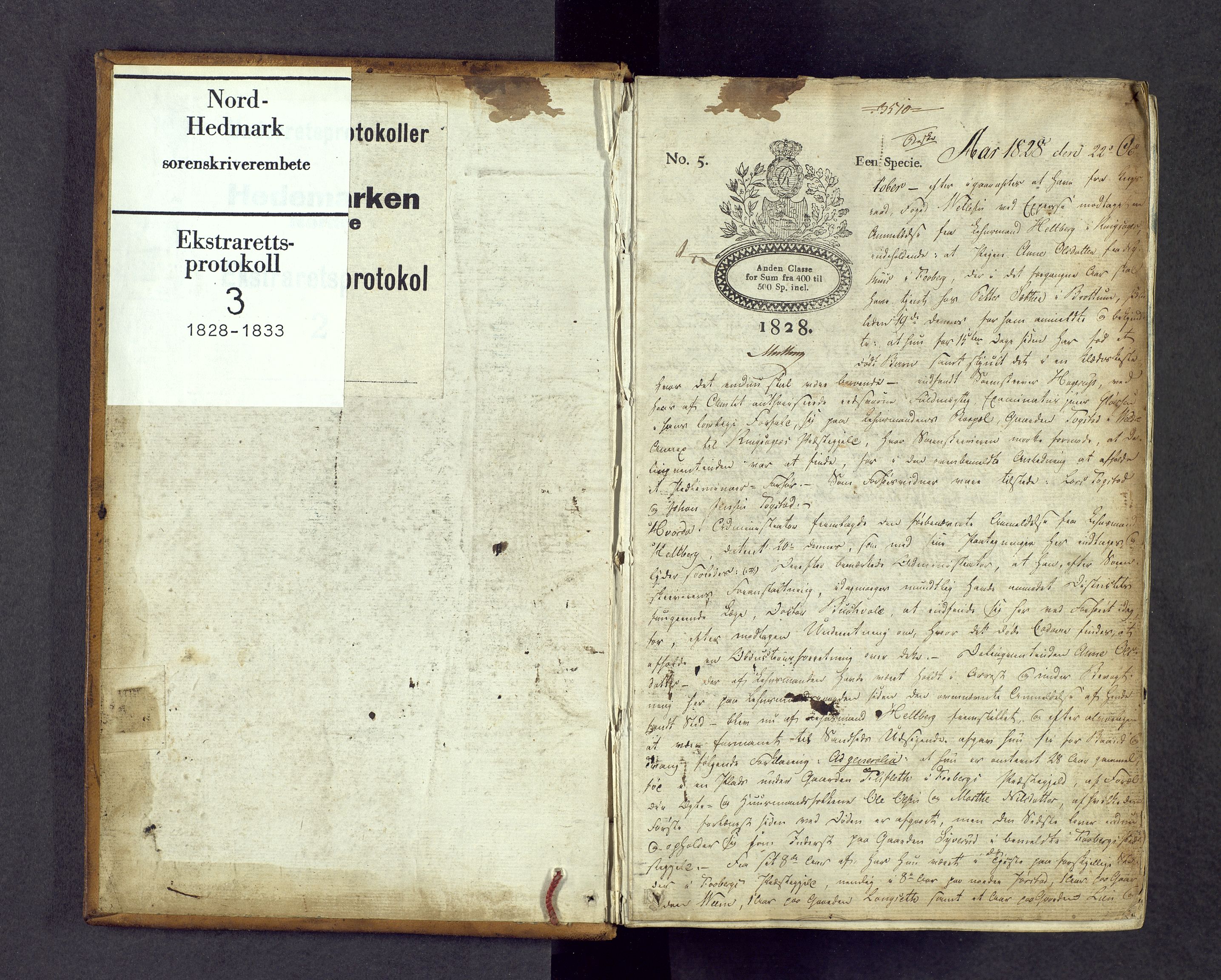 Nord-Hedmark sorenskriveri, AV/SAH-TING-012/G/Gc/L0003: Ekstrarettsprotokoll, 1829-1833, p. 0b-1a
