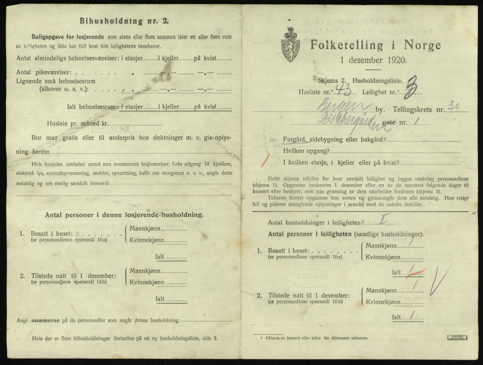 SAB, 1920 census for Bergen, 1920, p. 23359