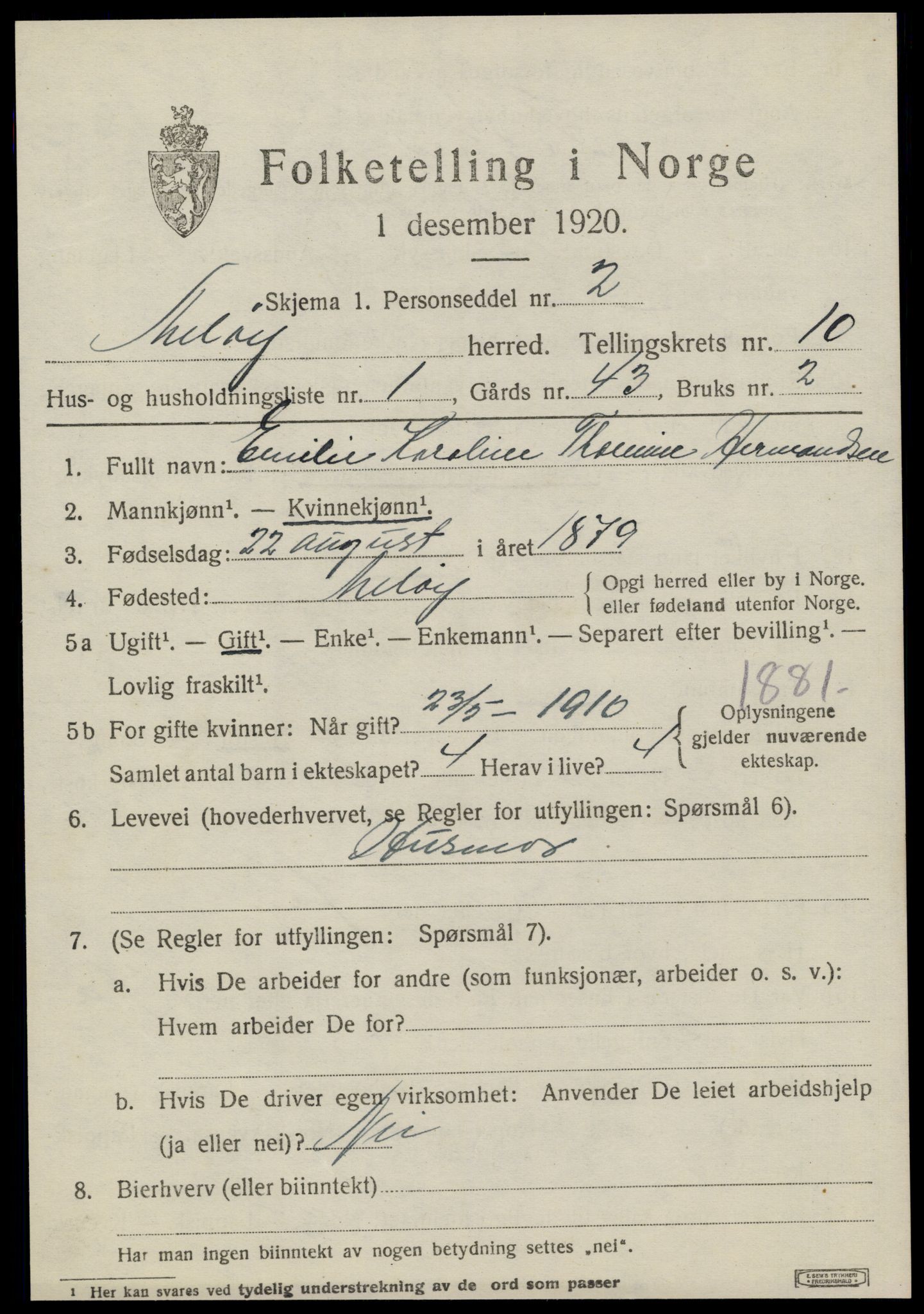 SAT, 1920 census for Meløy, 1920, p. 5169