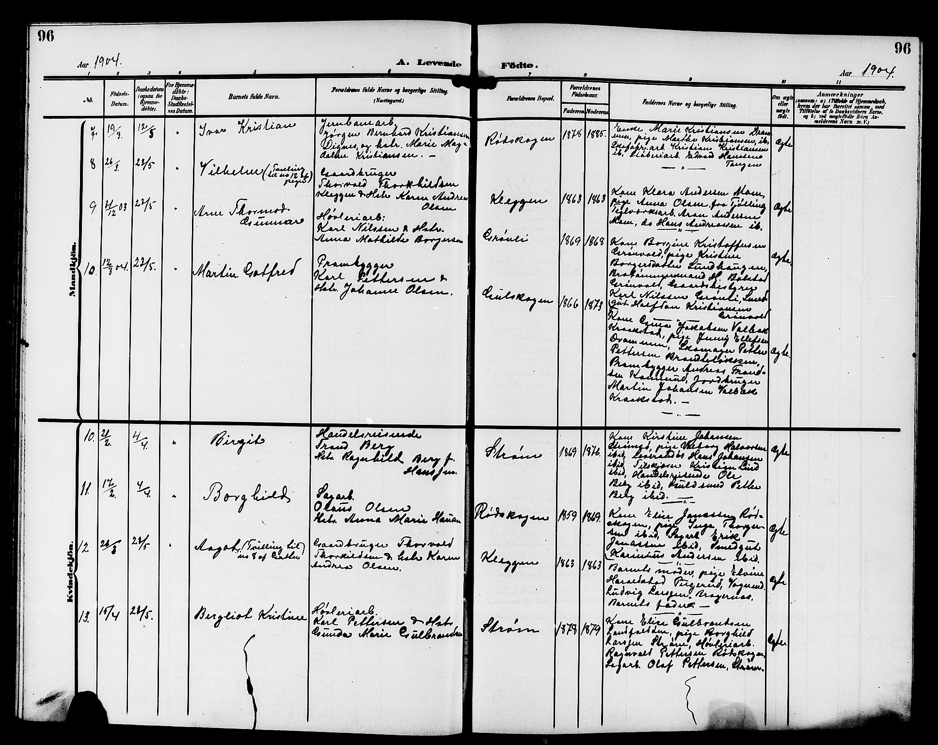 Strømsgodset kirkebøker, SAKO/A-324/G/Ga/L0002: Parish register (copy) no. 2, 1885-1910, p. 96