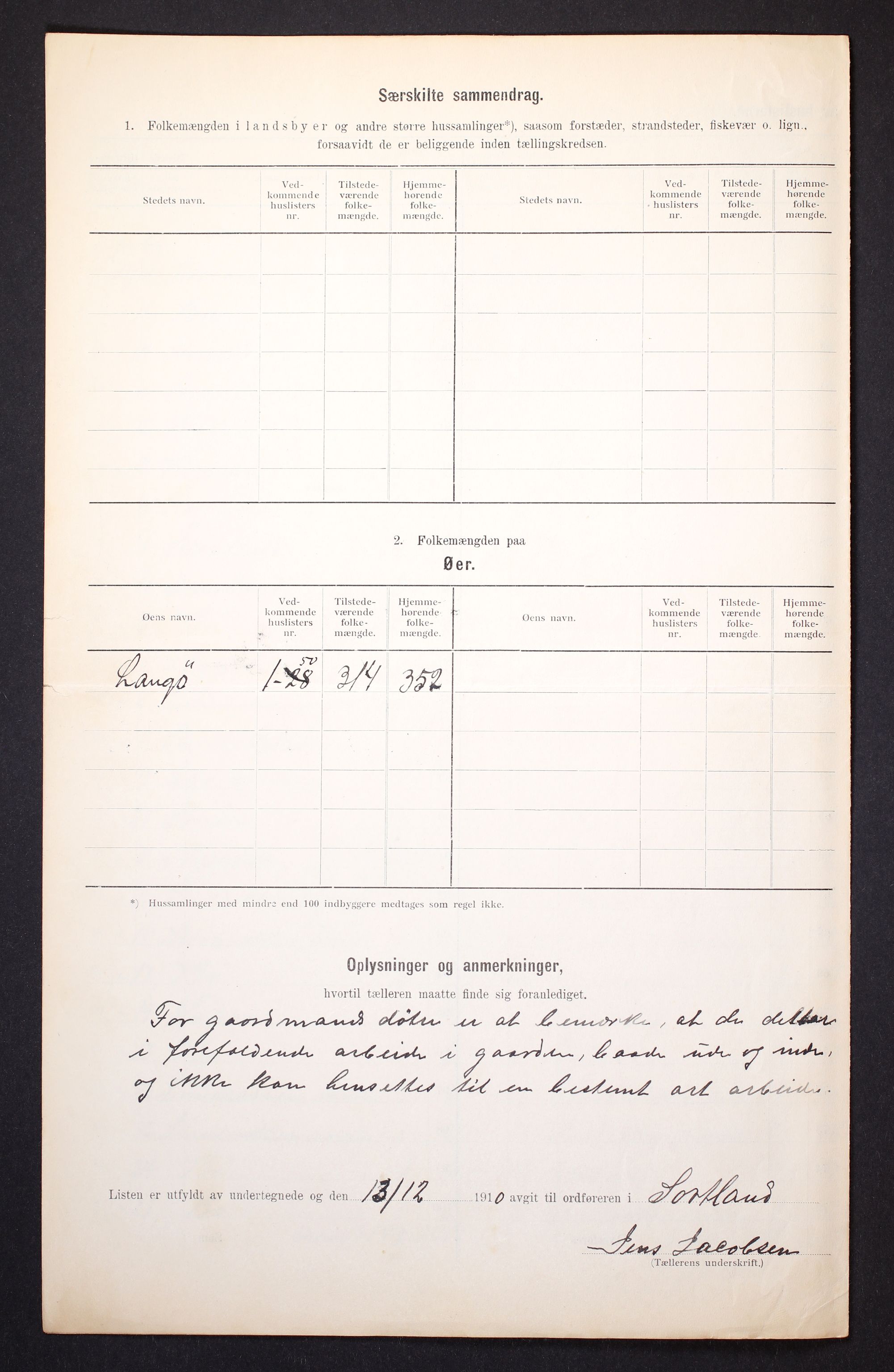 RA, 1910 census for Sortland, 1910, p. 9