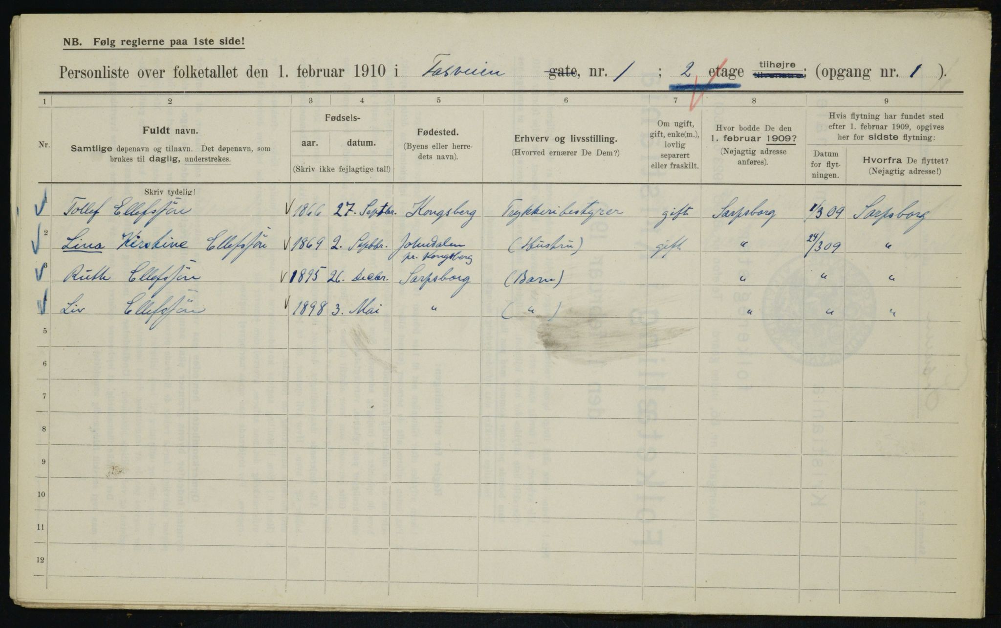 OBA, Municipal Census 1910 for Kristiania, 1910, p. 23206