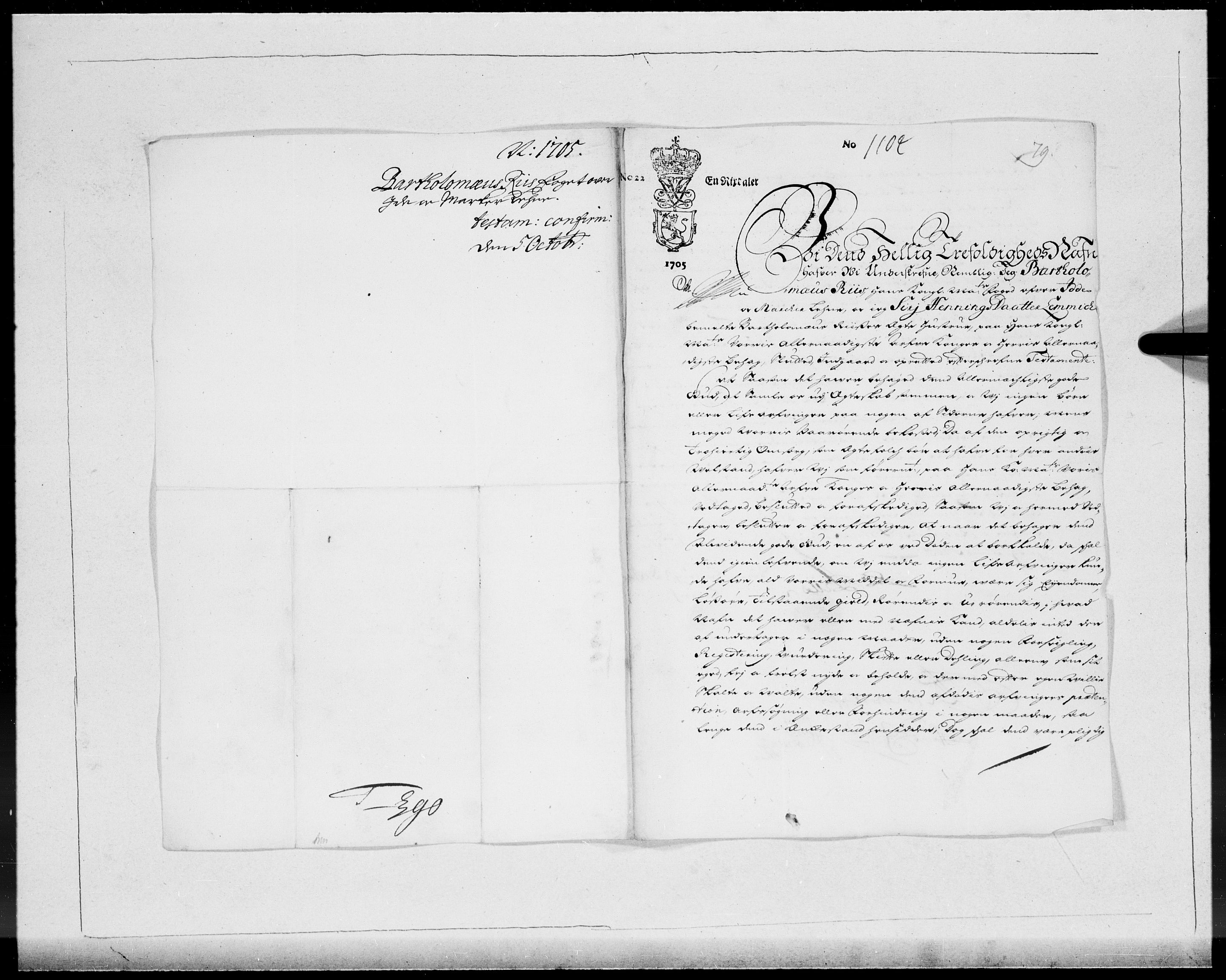 Danske Kanselli 1572-1799, AV/RA-EA-3023/F/Fc/Fcc/Fcca/L0059: Norske innlegg 1572-1799, 1705, p. 36