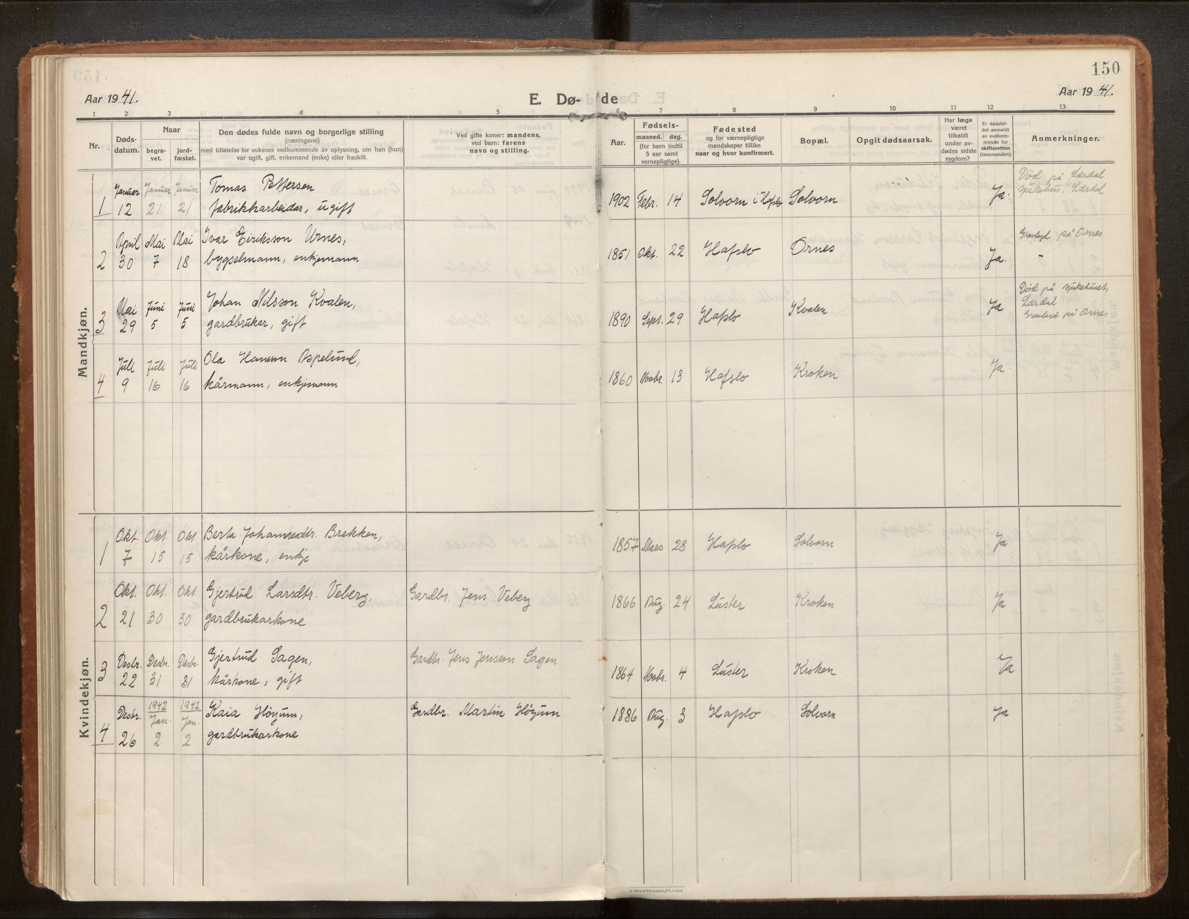 Hafslo sokneprestembete, SAB/A-80301/H/Haa/Haac/L0002: Parish register (official) no. C 2, 1914-1955, p. 150