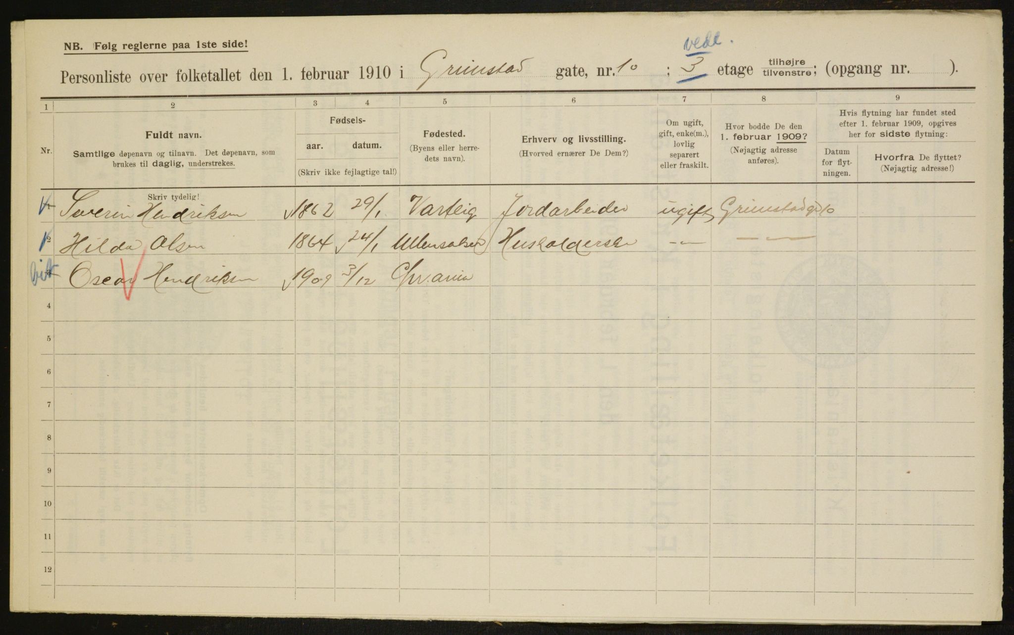 OBA, Municipal Census 1910 for Kristiania, 1910, p. 28482