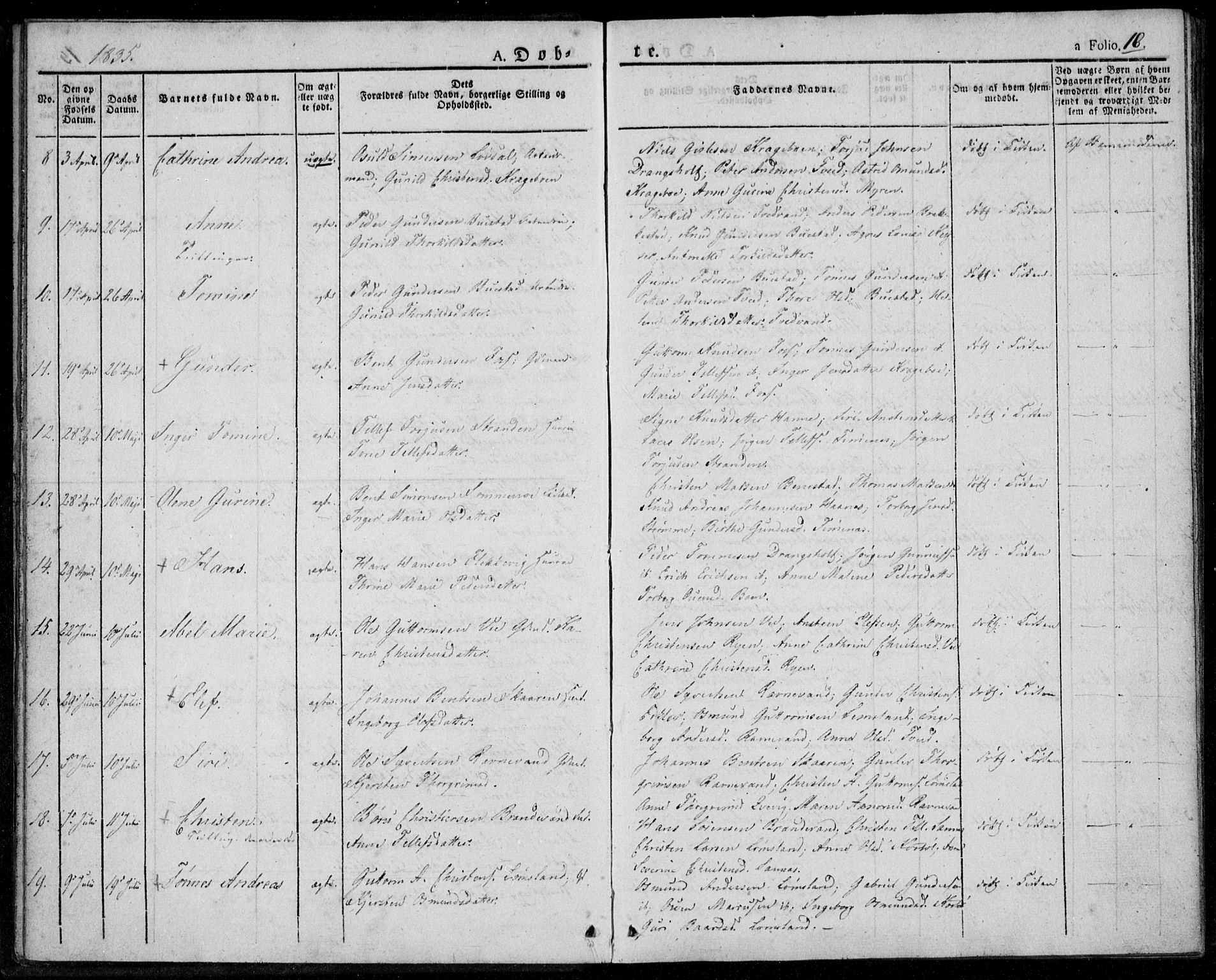 Tveit sokneprestkontor, AV/SAK-1111-0043/F/Fa/L0003: Parish register (official) no. A 3, 1829-1852, p. 16