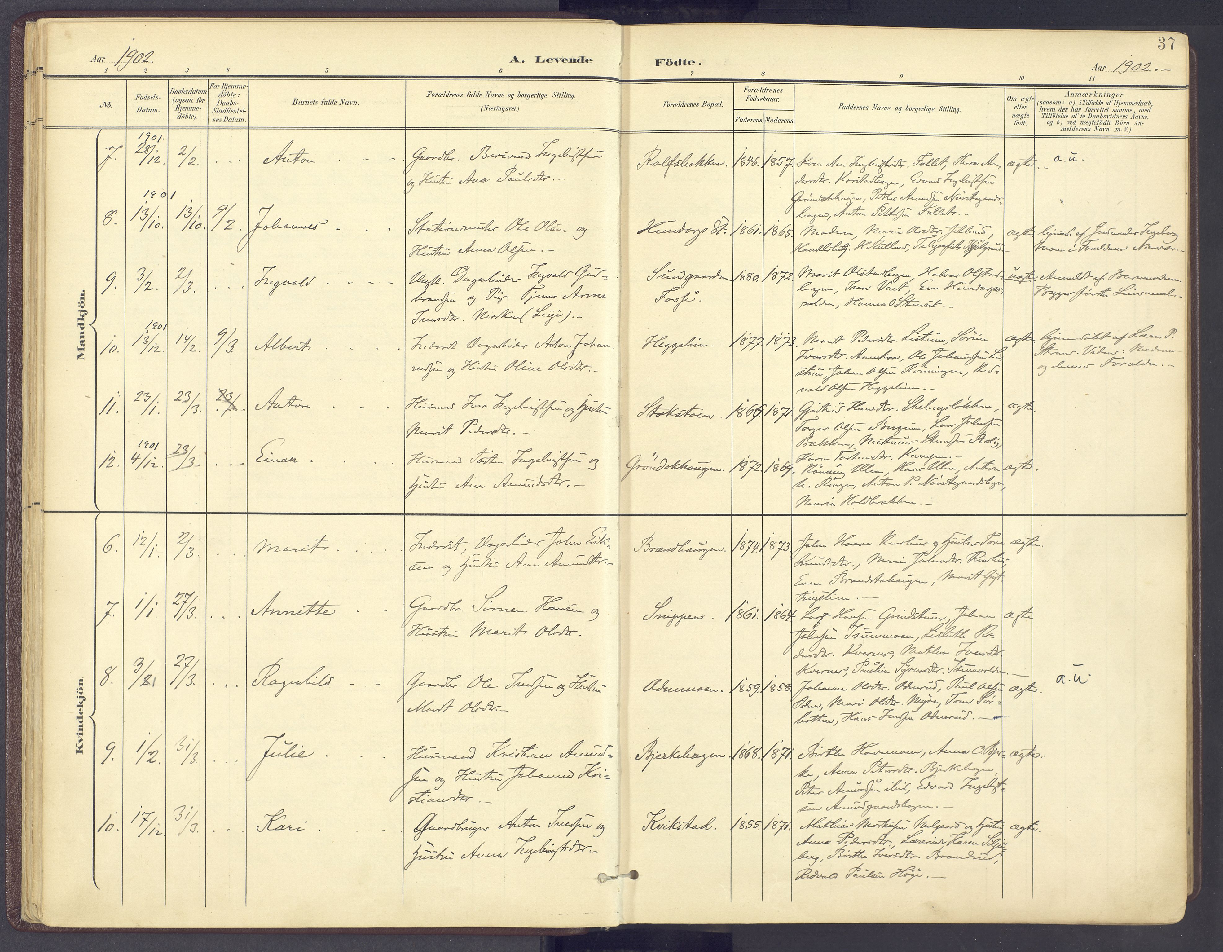 Sør-Fron prestekontor, SAH/PREST-010/H/Ha/Haa/L0004: Parish register (official) no. 4, 1898-1919, p. 37