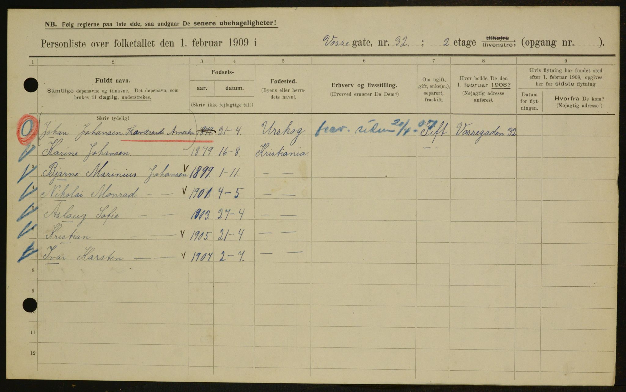 OBA, Municipal Census 1909 for Kristiania, 1909, p. 113904