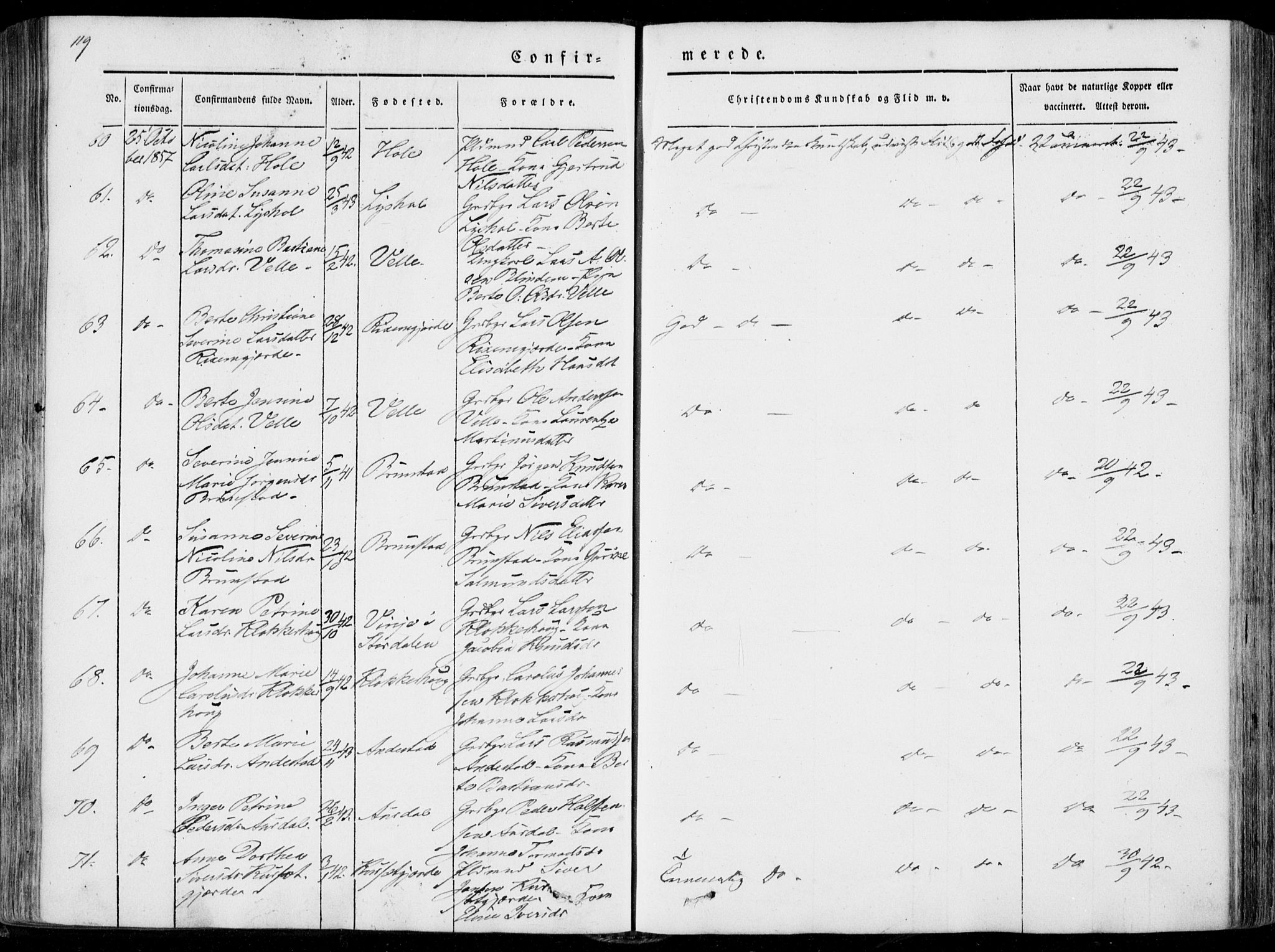 Ministerialprotokoller, klokkerbøker og fødselsregistre - Møre og Romsdal, AV/SAT-A-1454/522/L0313: Parish register (official) no. 522A08, 1852-1862, p. 119