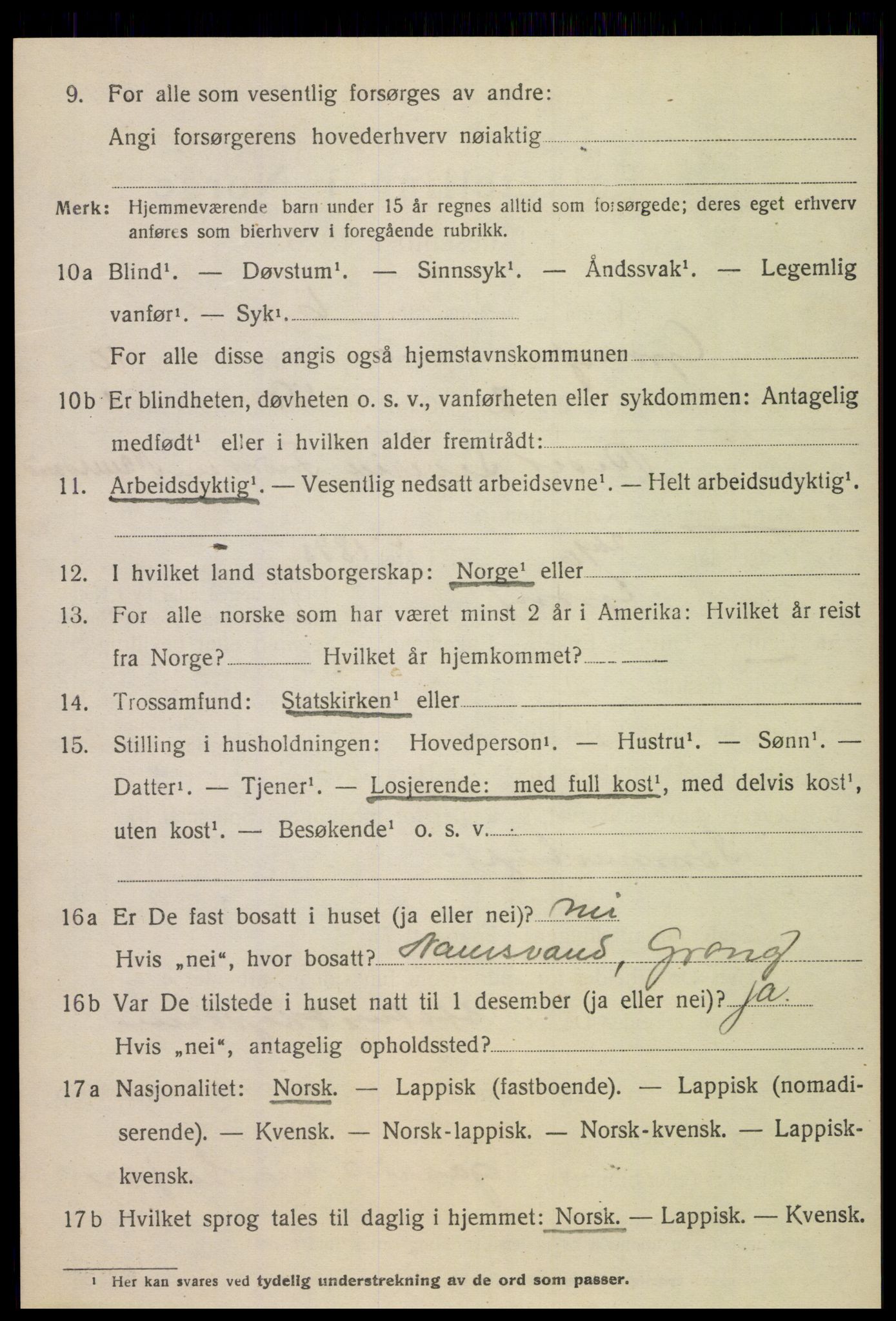 SAT, 1920 census for Grong, 1920, p. 5608