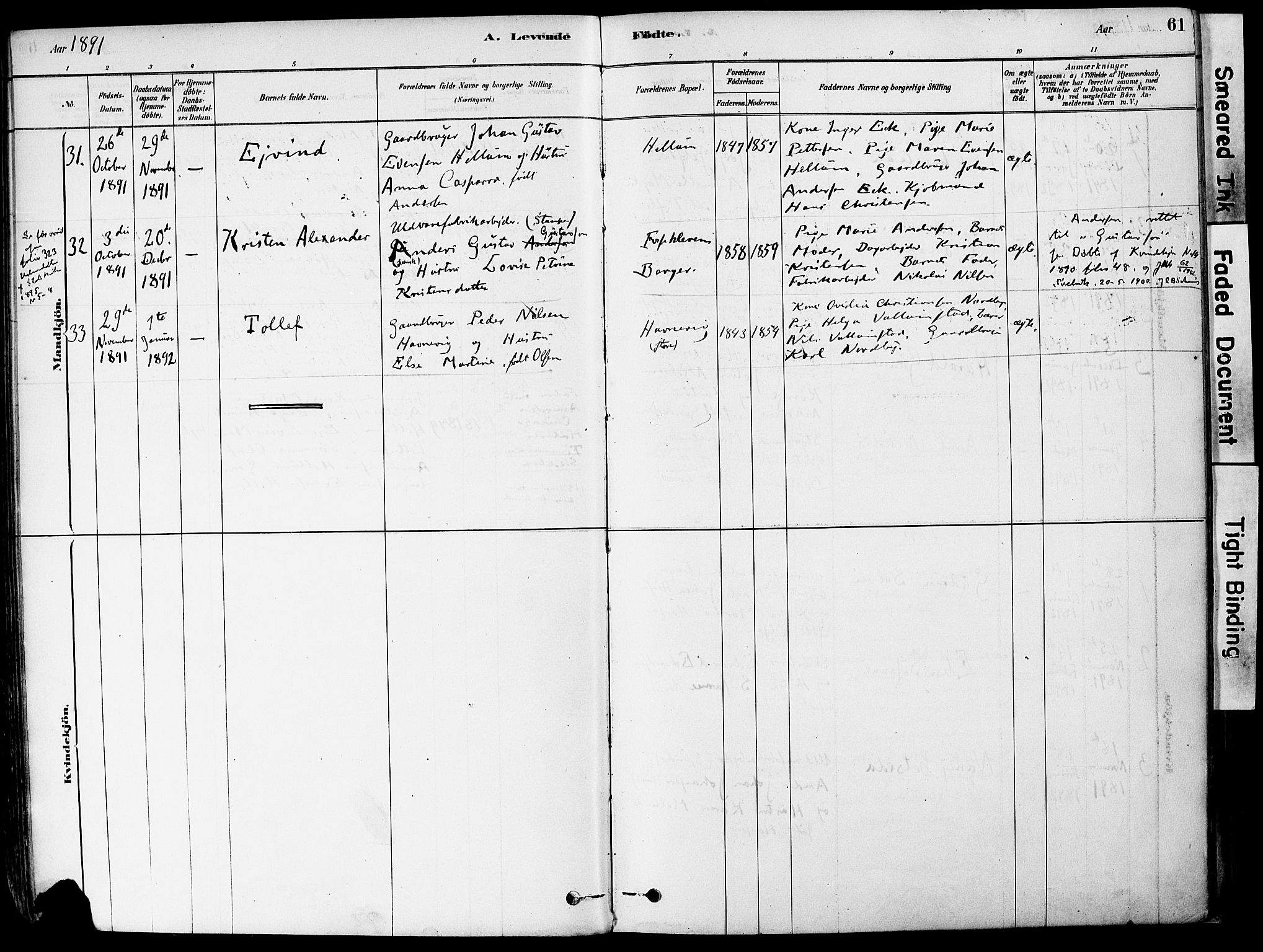 Strømm kirkebøker, AV/SAKO-A-322/F/Fa/L0004: Parish register (official) no. I 4, 1878-1899, p. 61