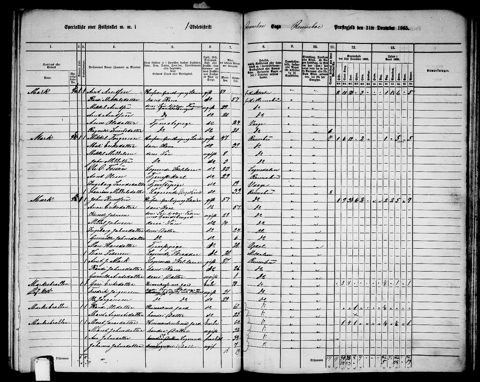 RA, 1865 census for Rennebu, 1865, p. 8