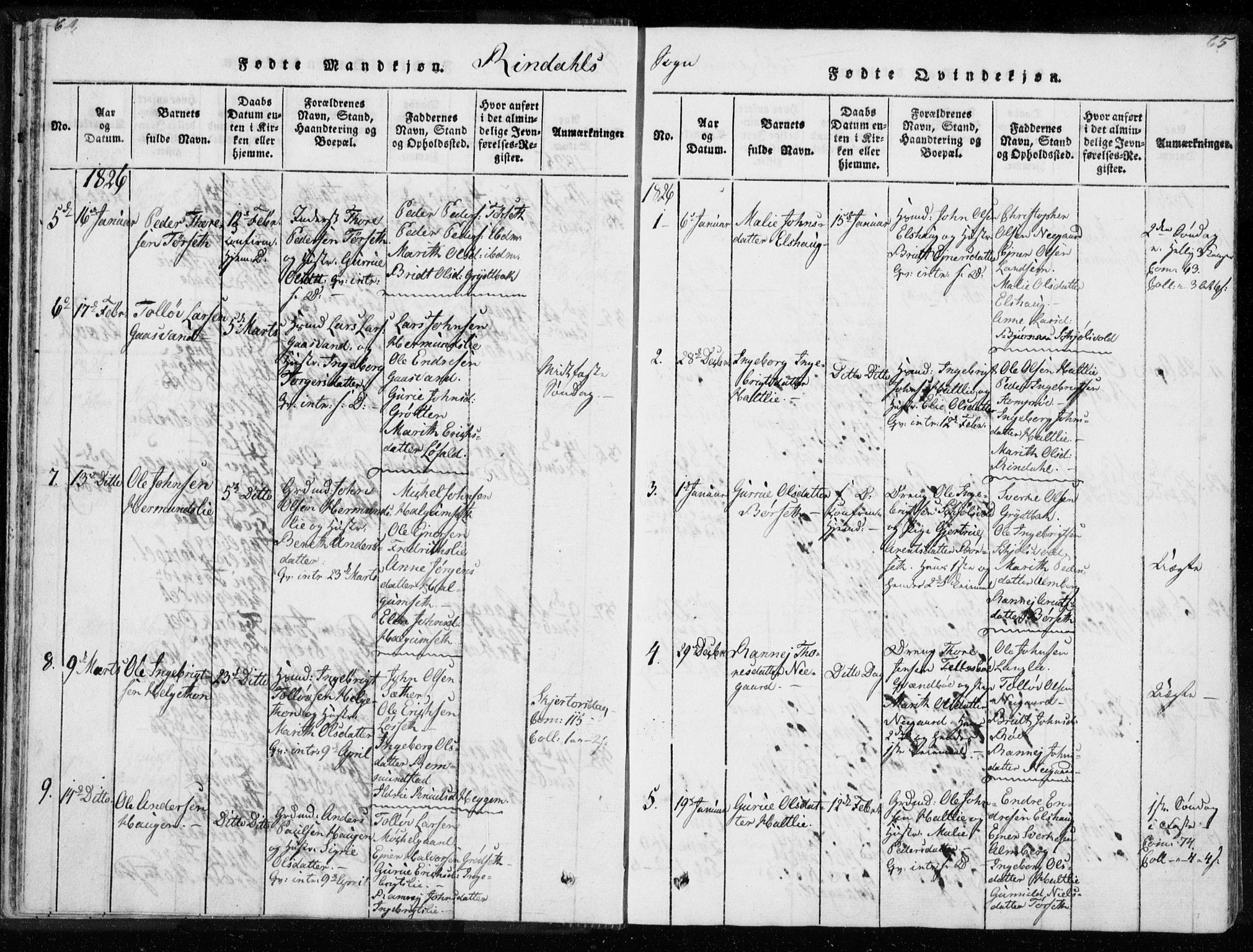 Ministerialprotokoller, klokkerbøker og fødselsregistre - Møre og Romsdal, SAT/A-1454/595/L1041: Parish register (official) no. 595A03, 1819-1829, p. 64-65